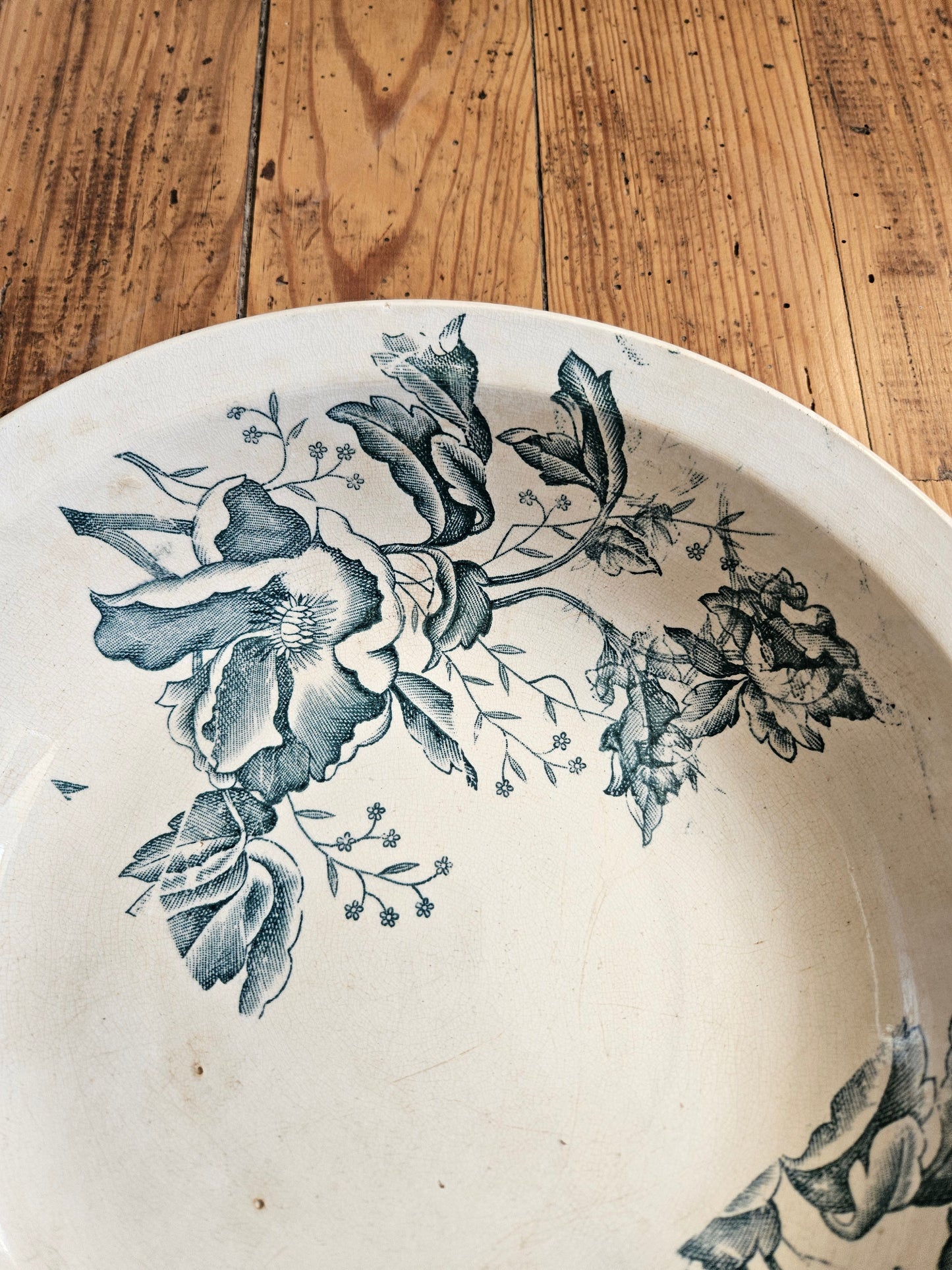 Plat creux Faïencerie de Lyon, Rose de Noël