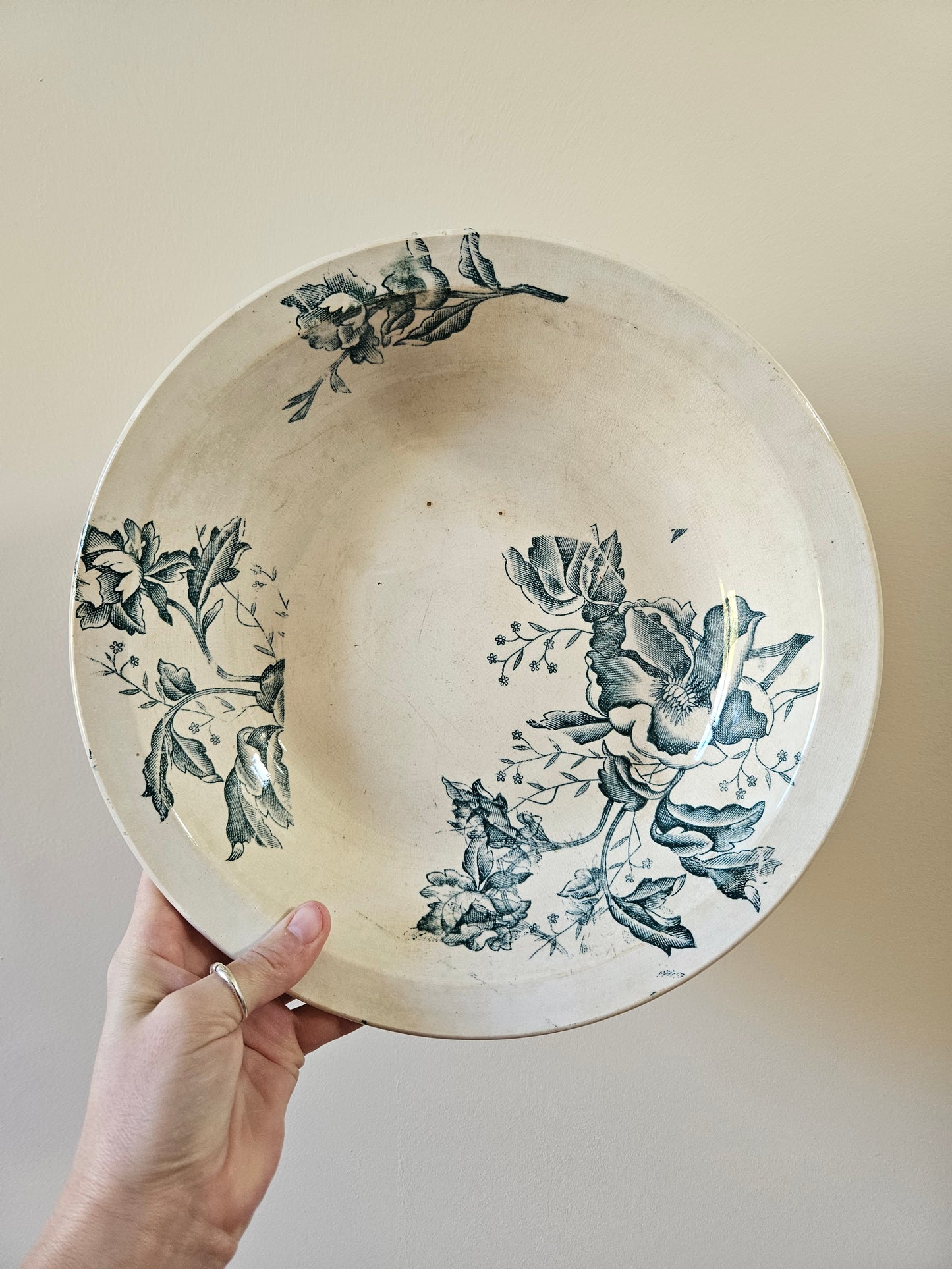 Plat creux Faïencerie de Lyon, Rose de Noël