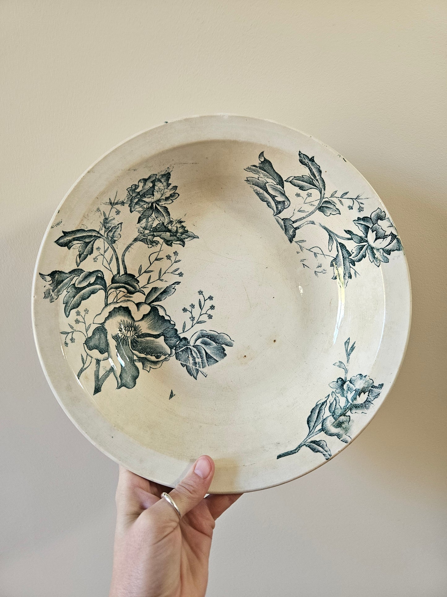Plat creux Faïencerie de Lyon, Rose de Noël