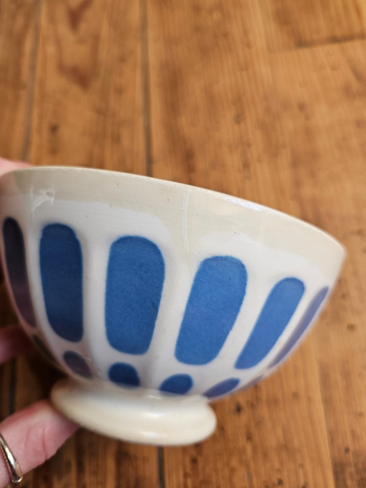Bol à facettes Digoin, décor bleu