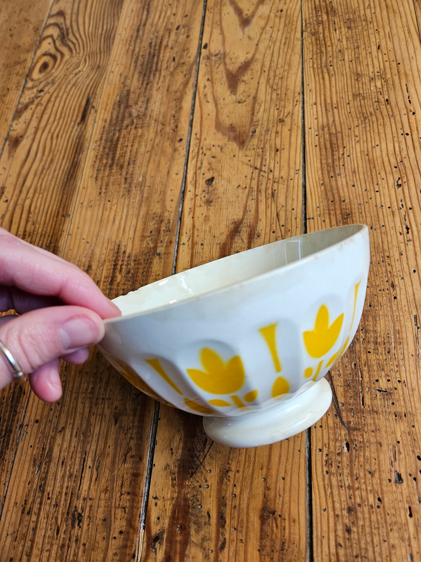 Bol à facettes Sarreguemines, décor jaune