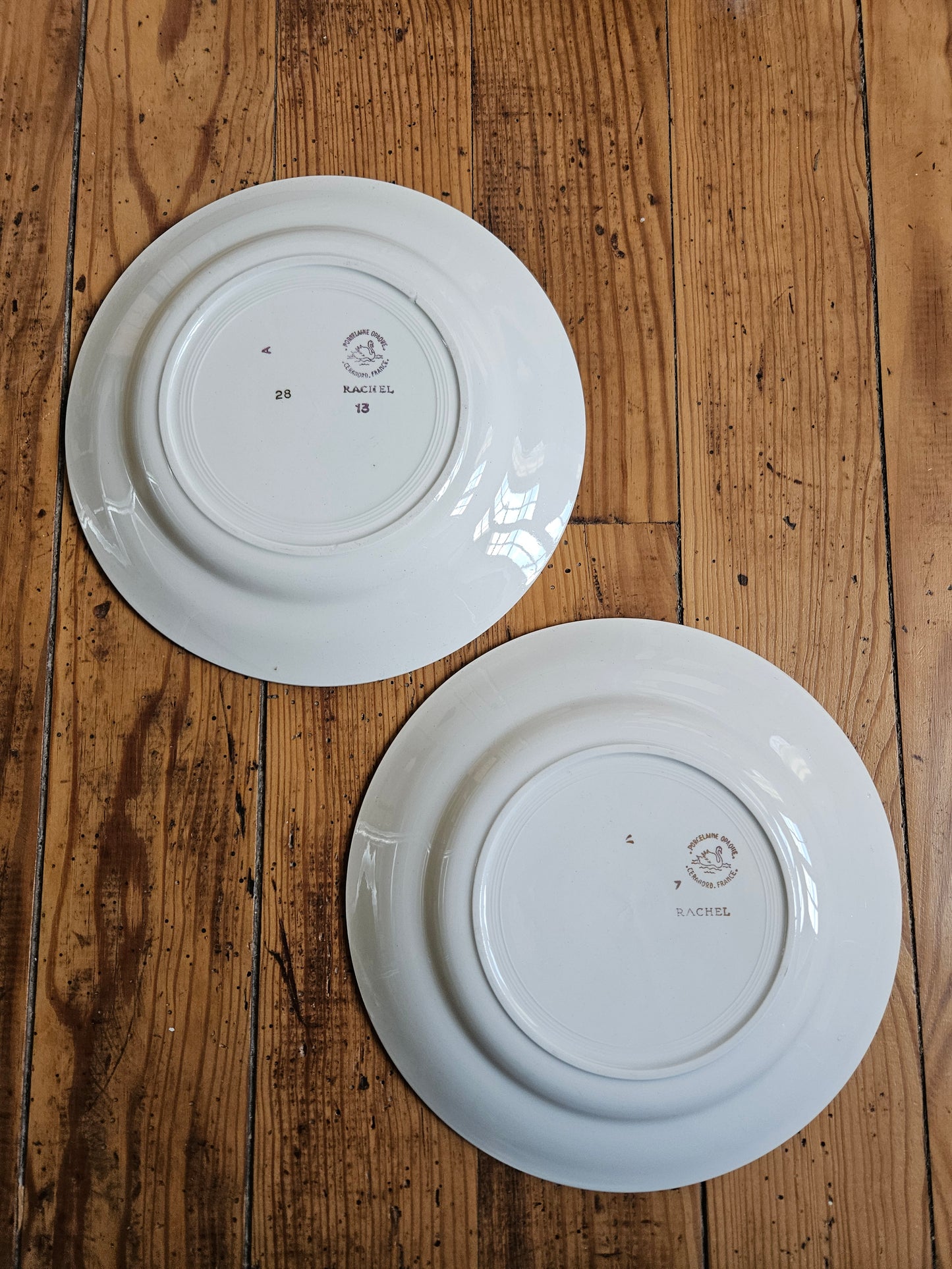 Assiettes plates dépareillées, fleurs / mint