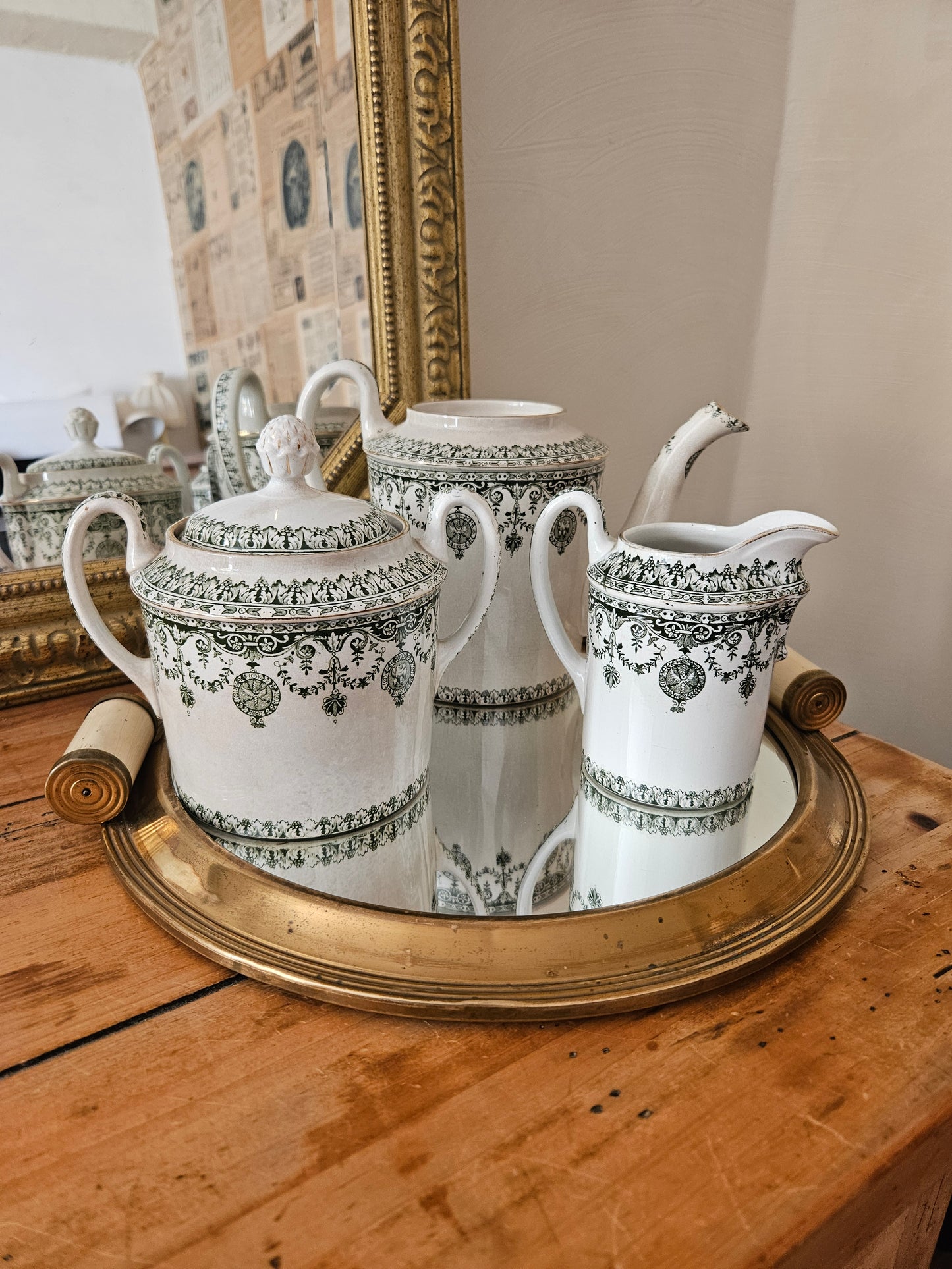 Théière, pot à lait & sucrier Badonviller, Empire