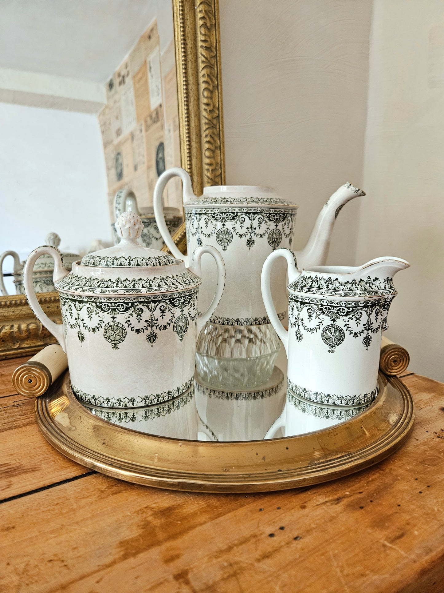 Théière, pot à lait & sucrier Badonviller, Empire