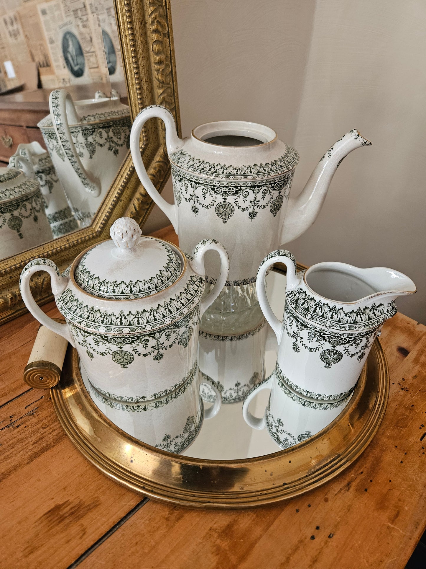 Théière, pot à lait & sucrier Badonviller, Empire