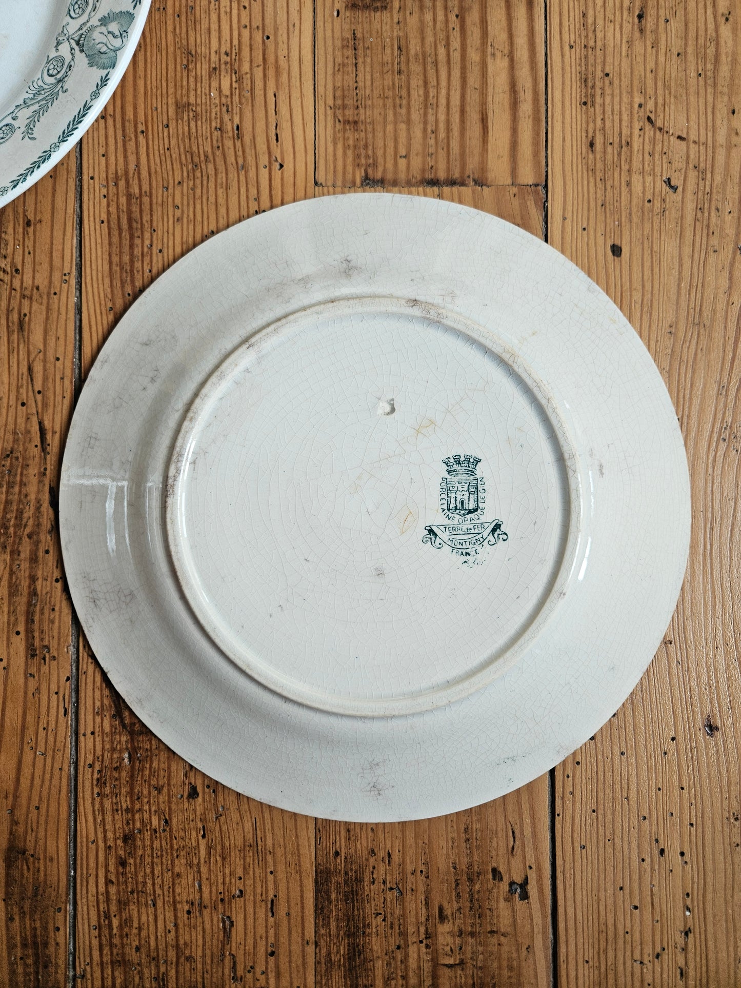 Duo d’assiettes plates dépareillées vertes