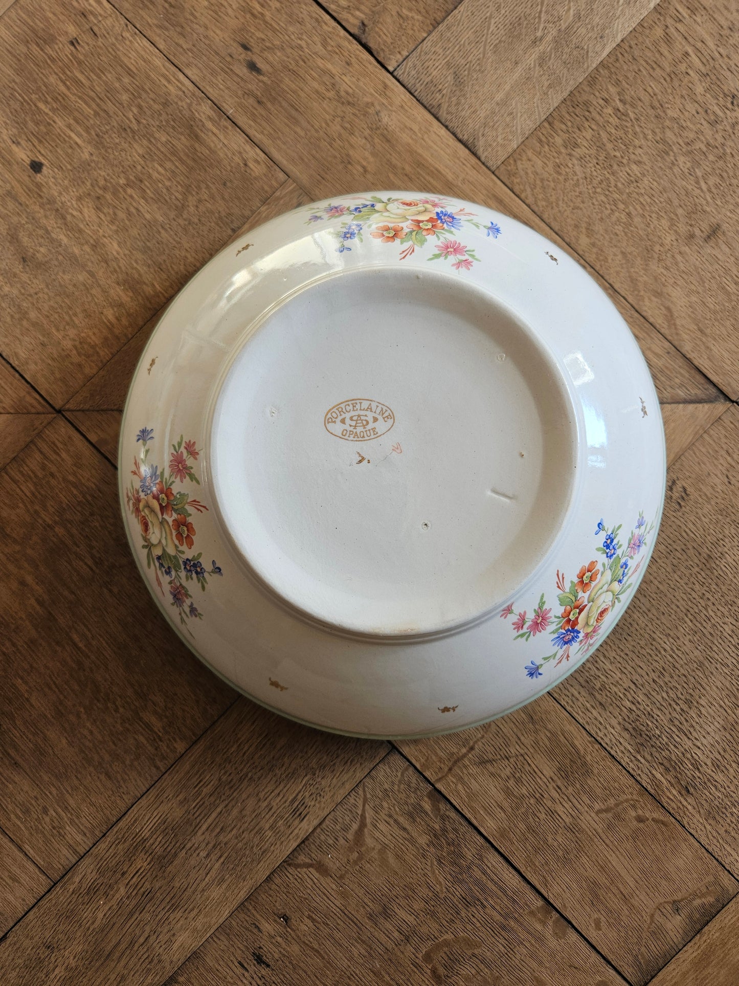 Saladier Ste Amandinoise, vert mint & fleurs