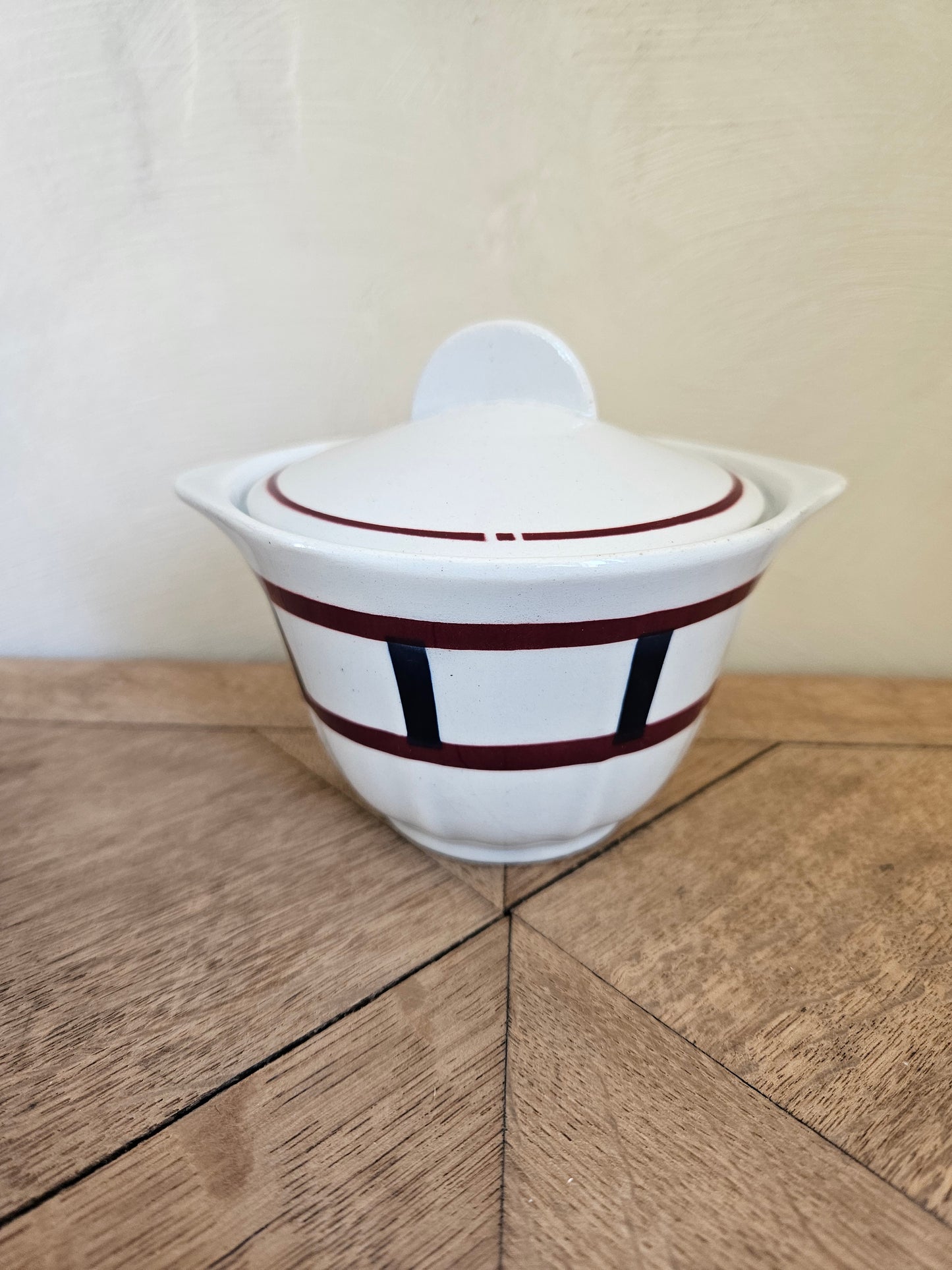 Théière et sucrier Fenal Badonviller, décor basque