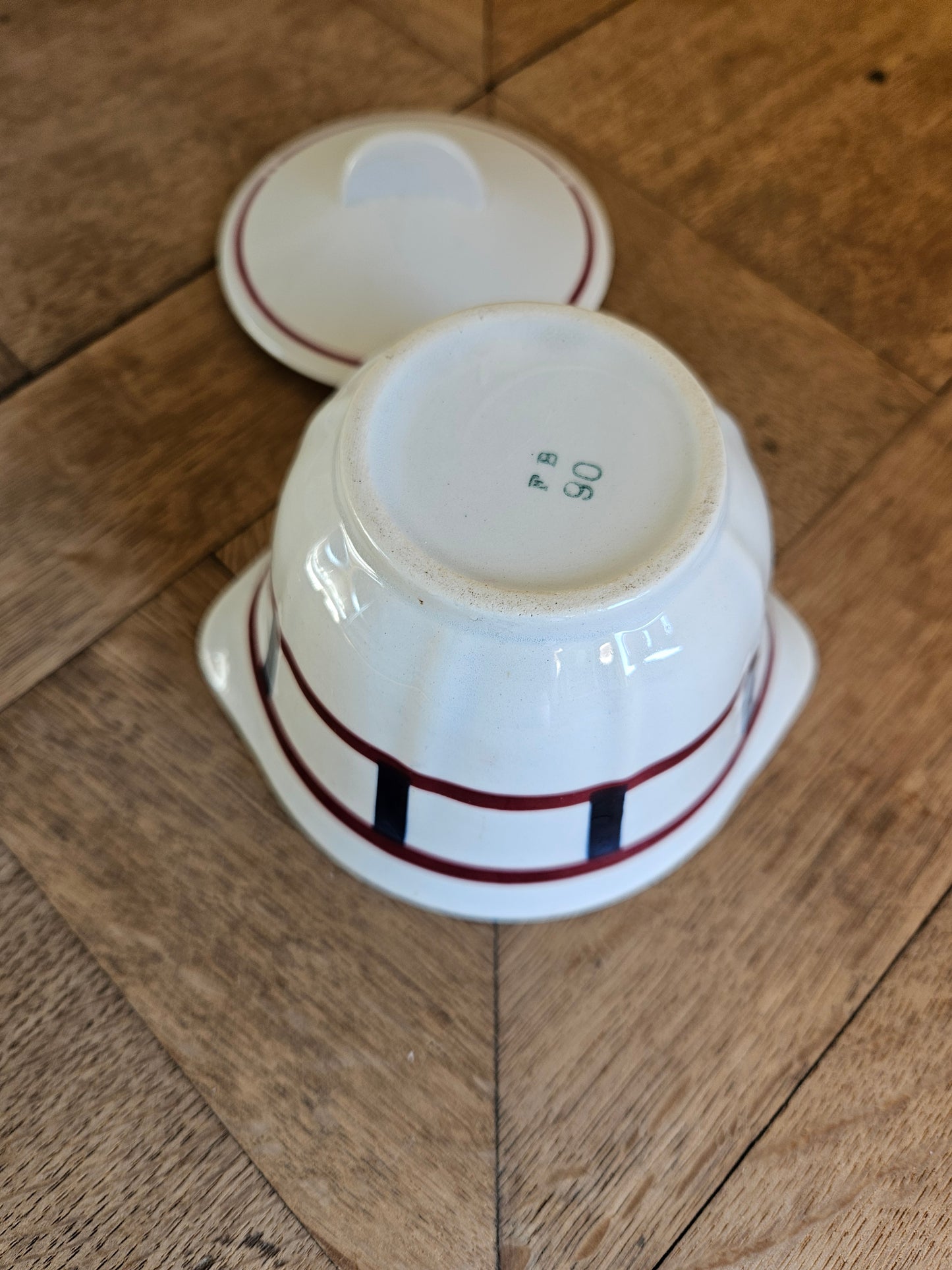 Théière et sucrier Fenal Badonviller, décor basque