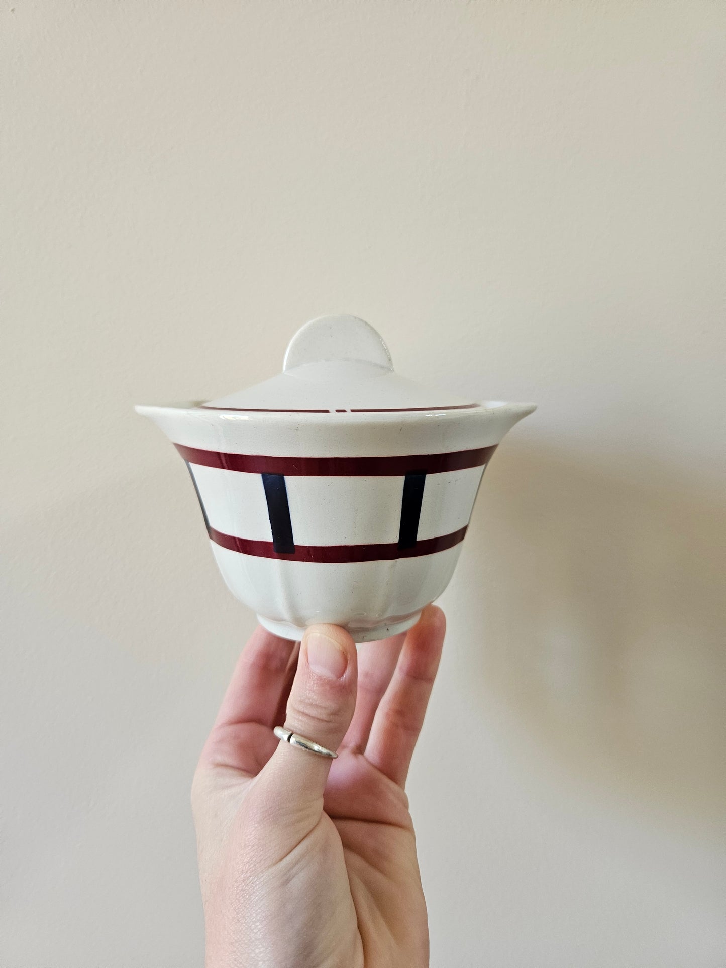 Théière et sucrier Fenal Badonviller, décor basque