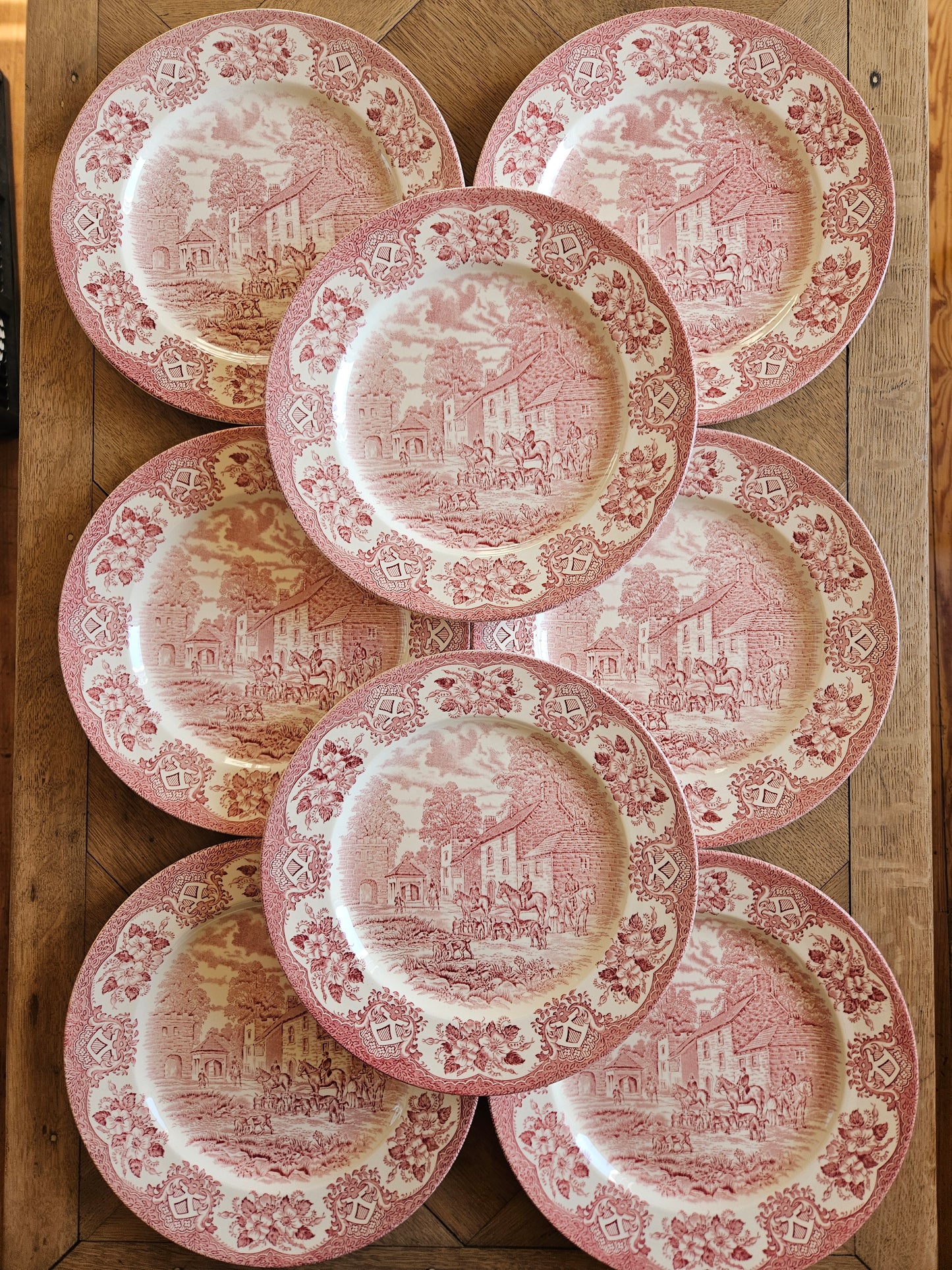 Assiettes plates Old Inns Series, Staffordshire