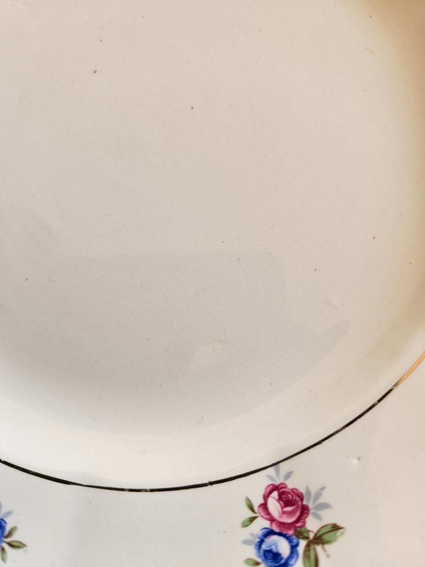 Assiettes à dessert Digoin, fleurs roses & bleues