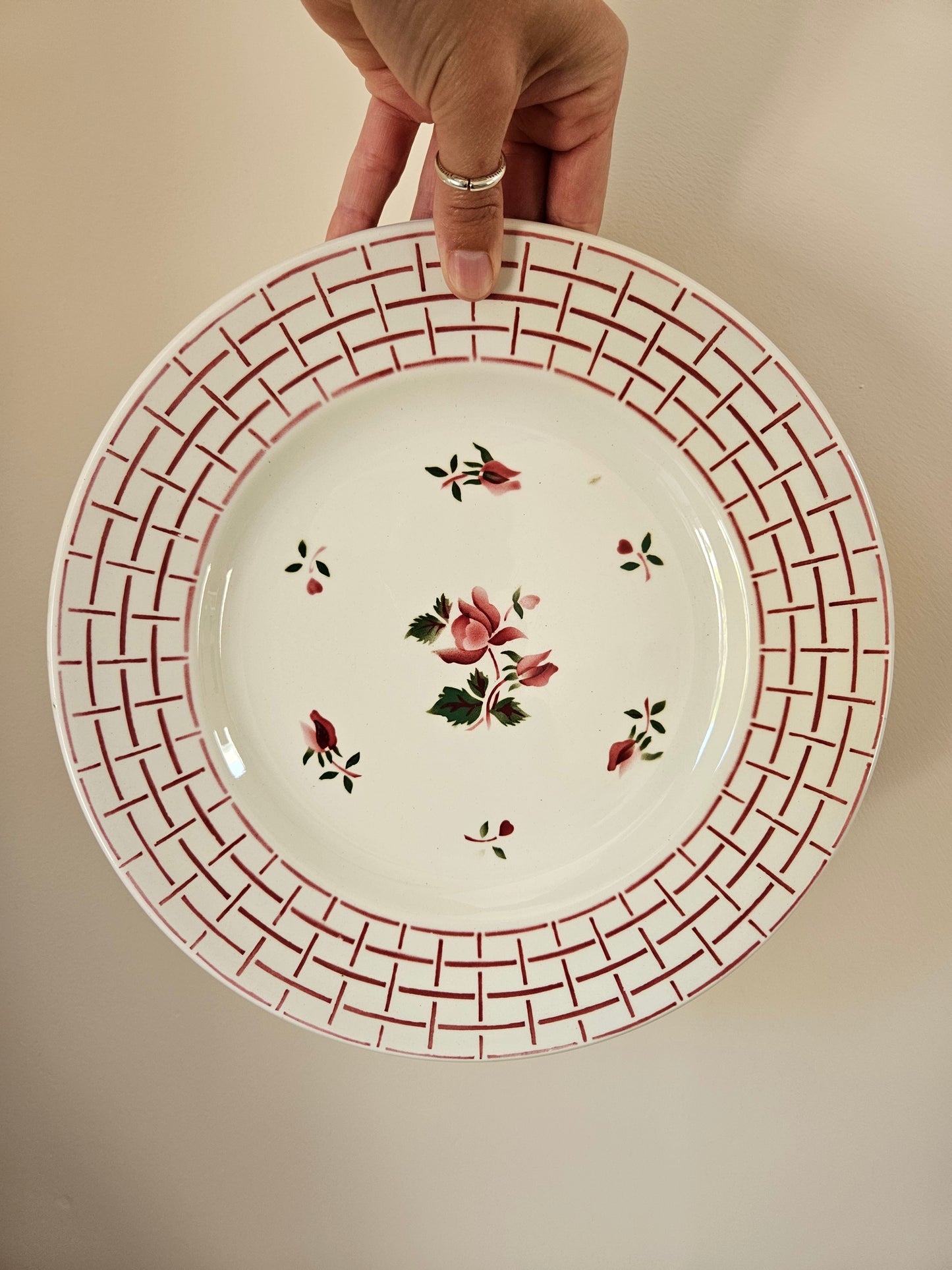 Plat rond rétro Digoin, Rosa