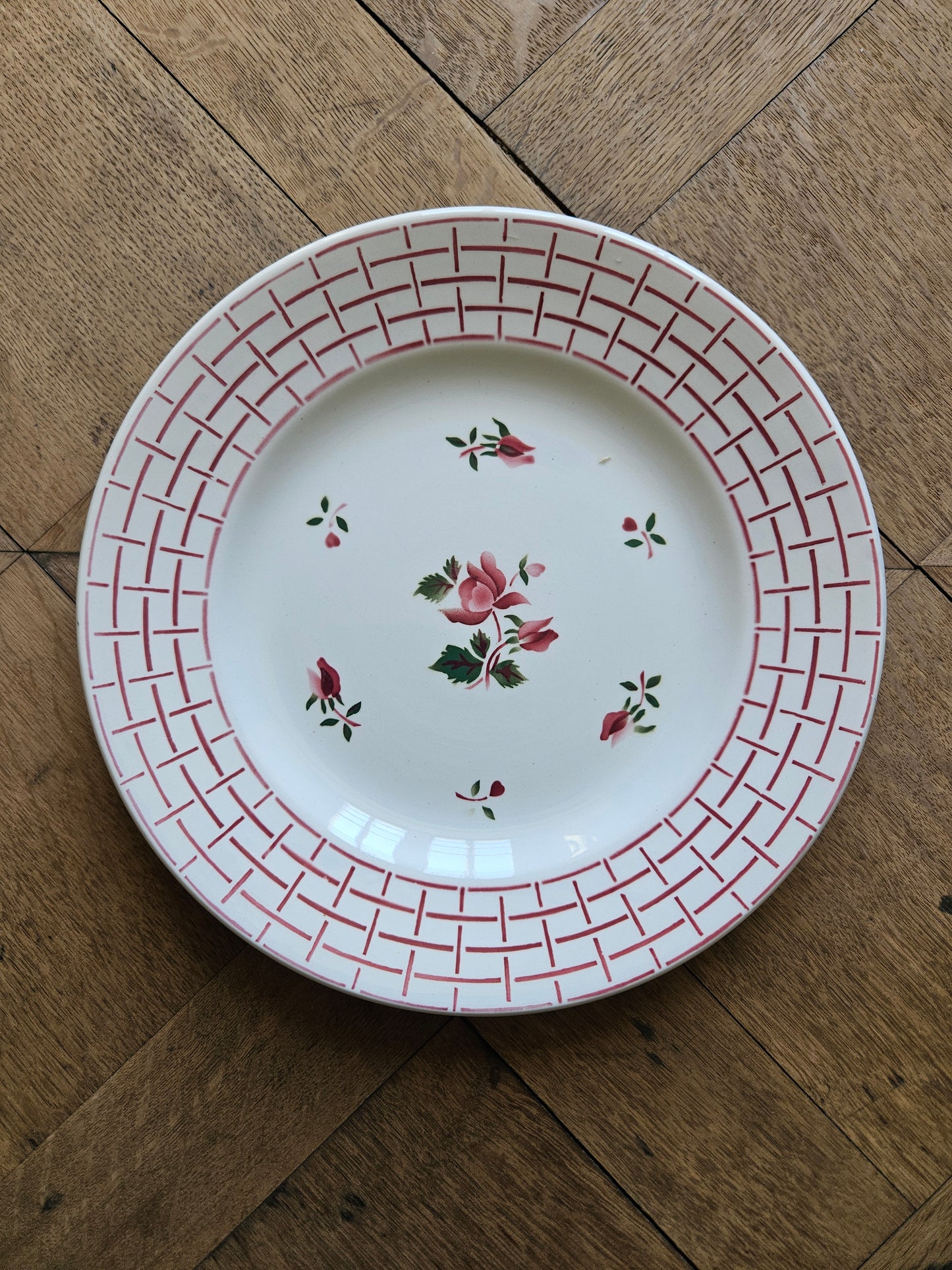 Plat rond rétro Digoin, Rosa