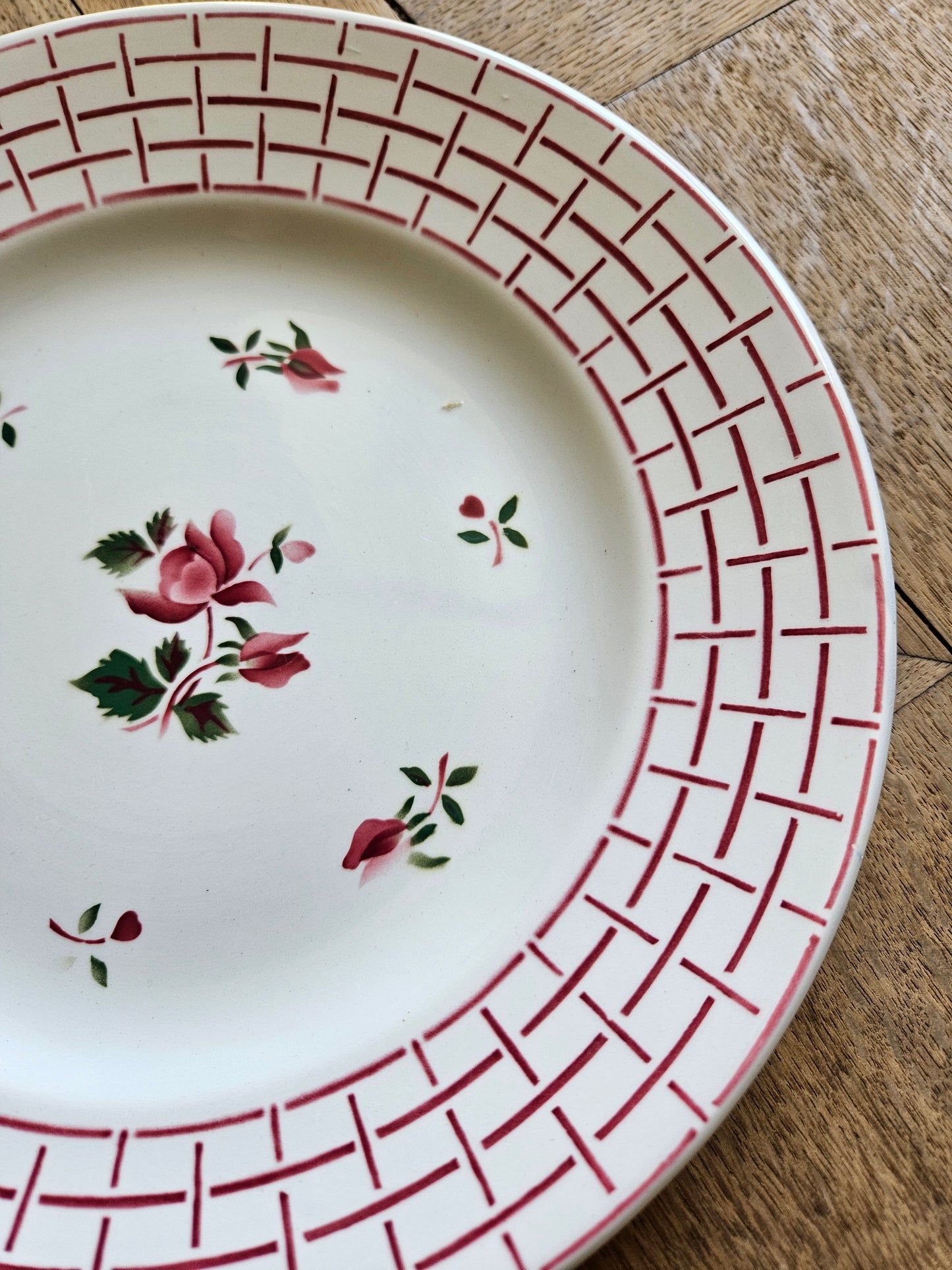 Plat rond rétro Digoin, Rosa