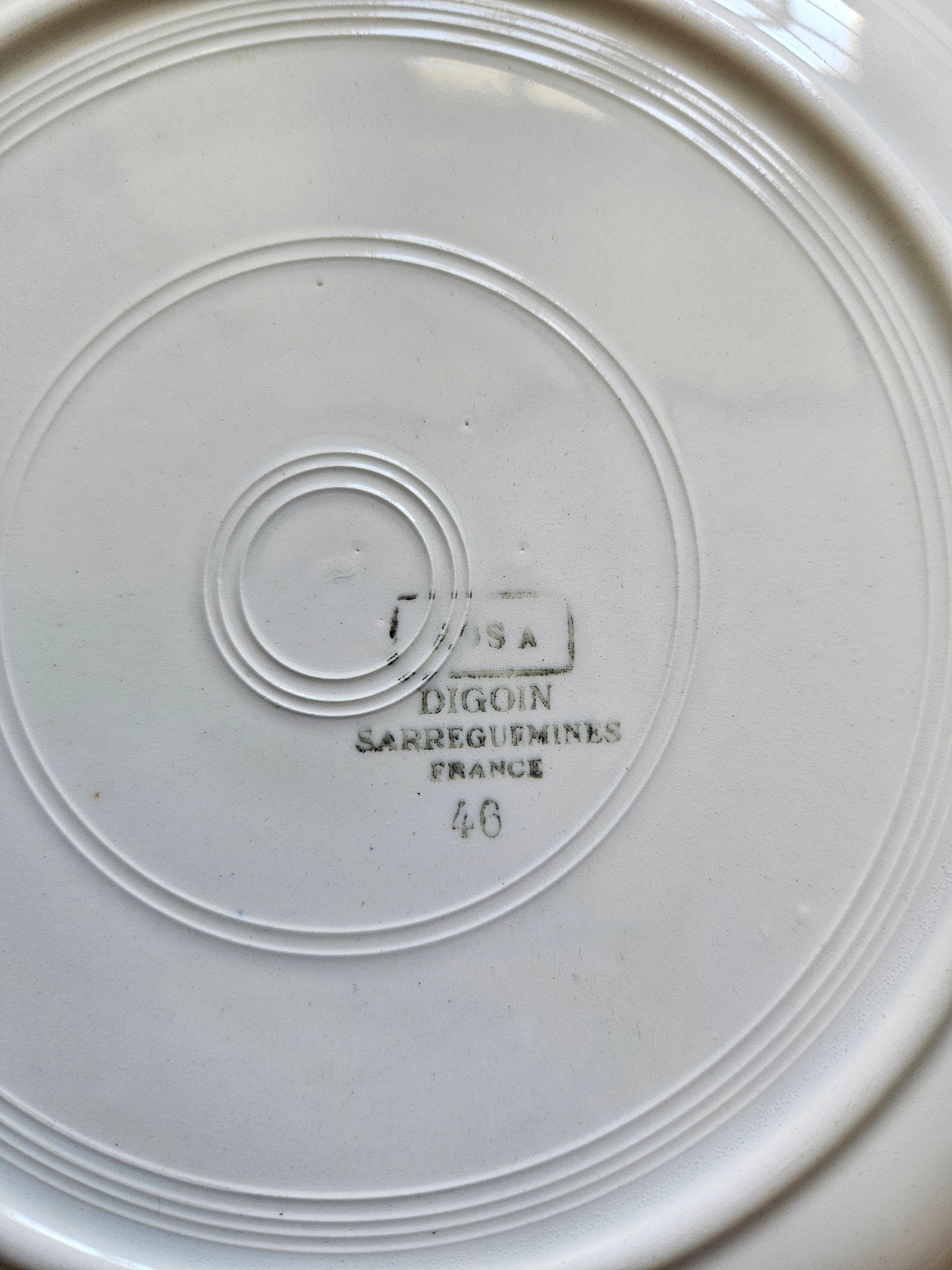 Plat rond rétro Digoin, Rosa