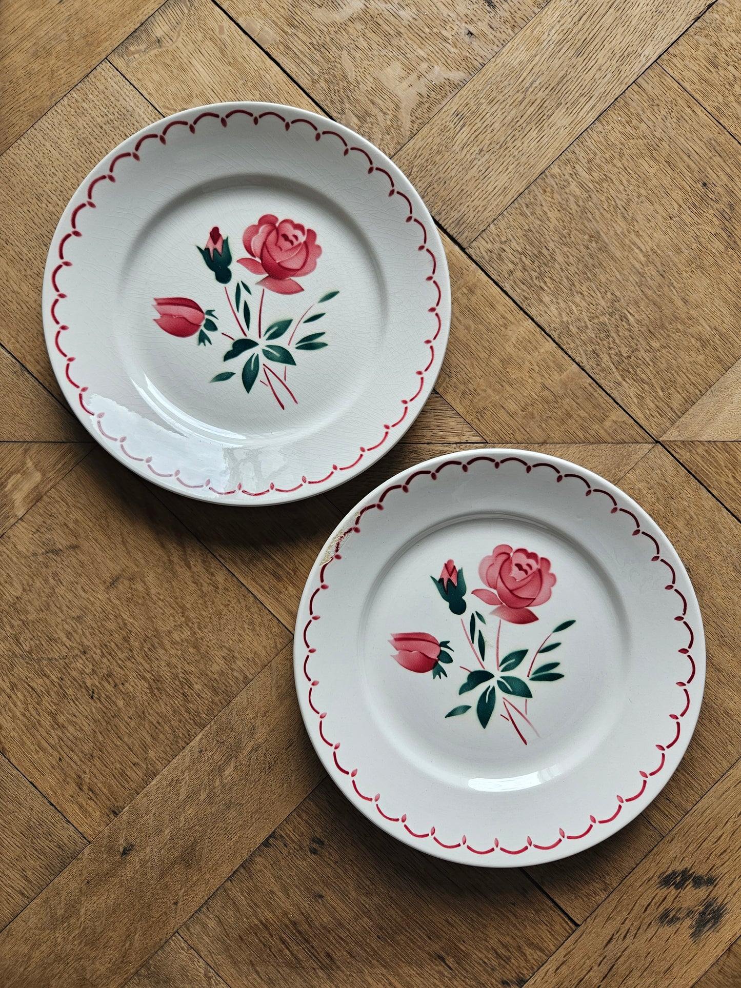 Assiettes plates rétro dépareillées, Digoin & Badonviller