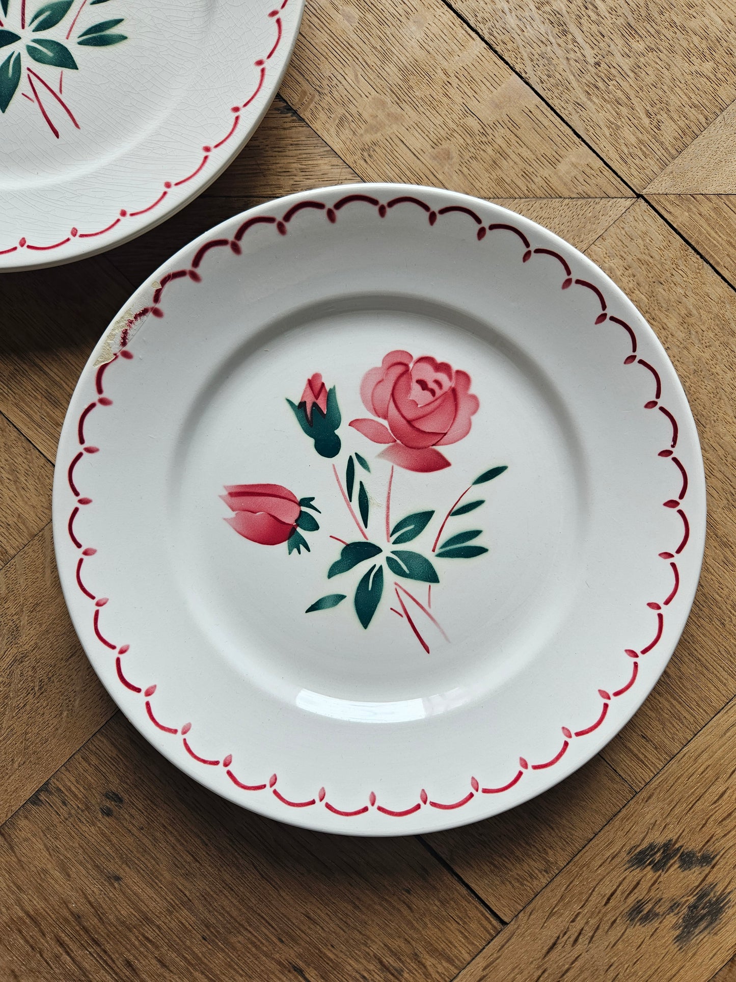 Assiettes plates rétro dépareillées, Digoin & Badonviller