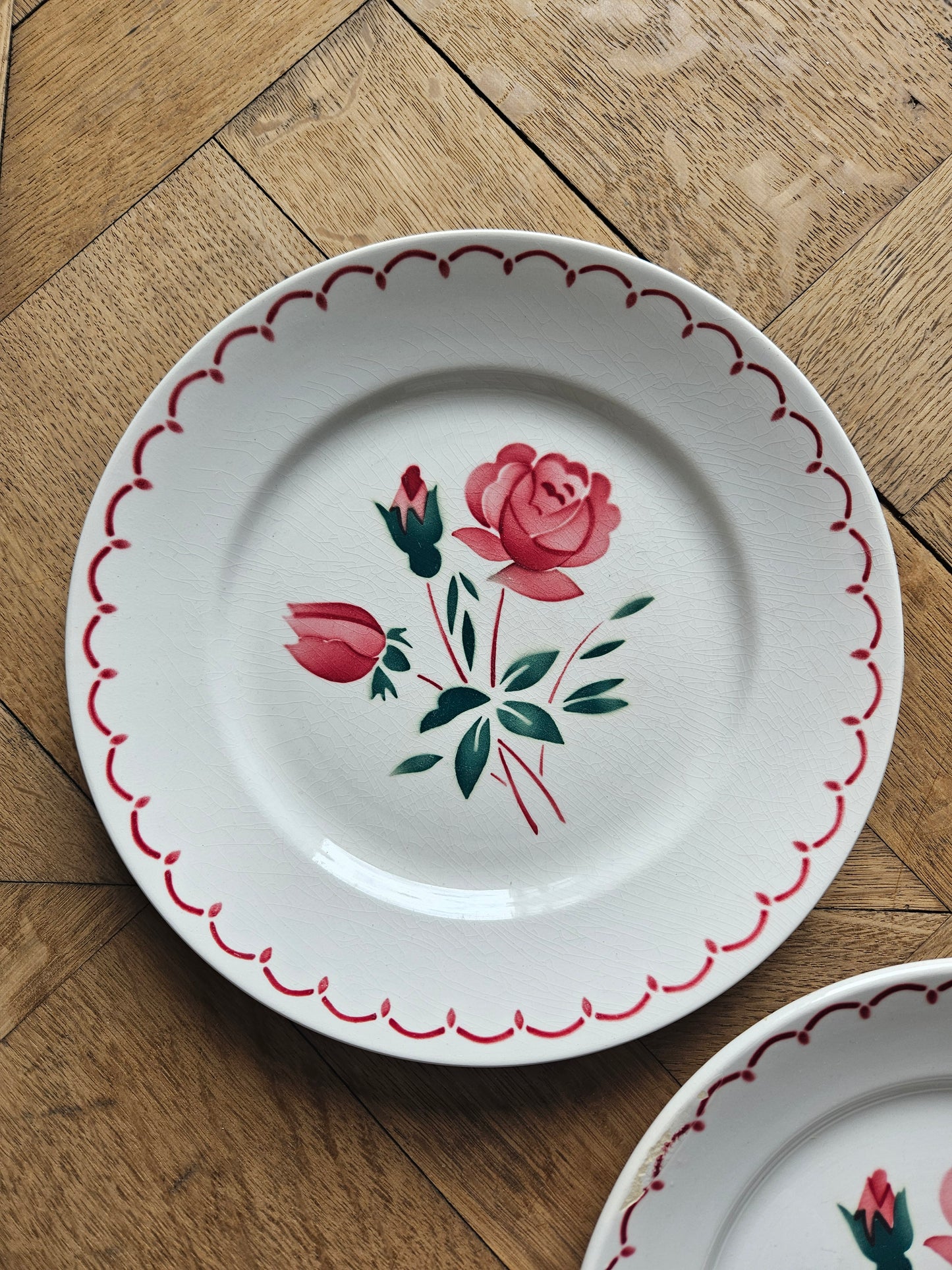 Assiettes plates rétro dépareillées, Digoin & Badonviller