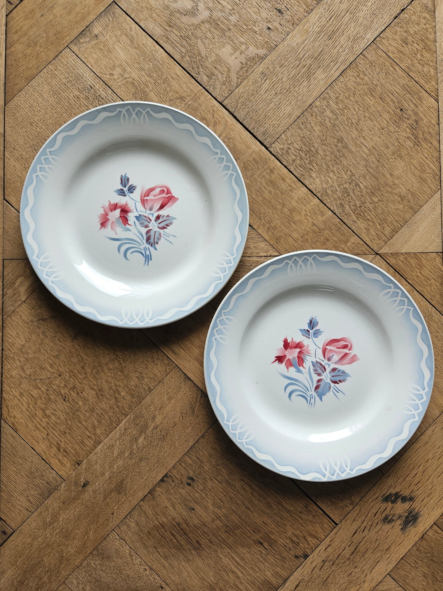 Assiettes plates rétro dépareillées, Digoin & Badonviller
