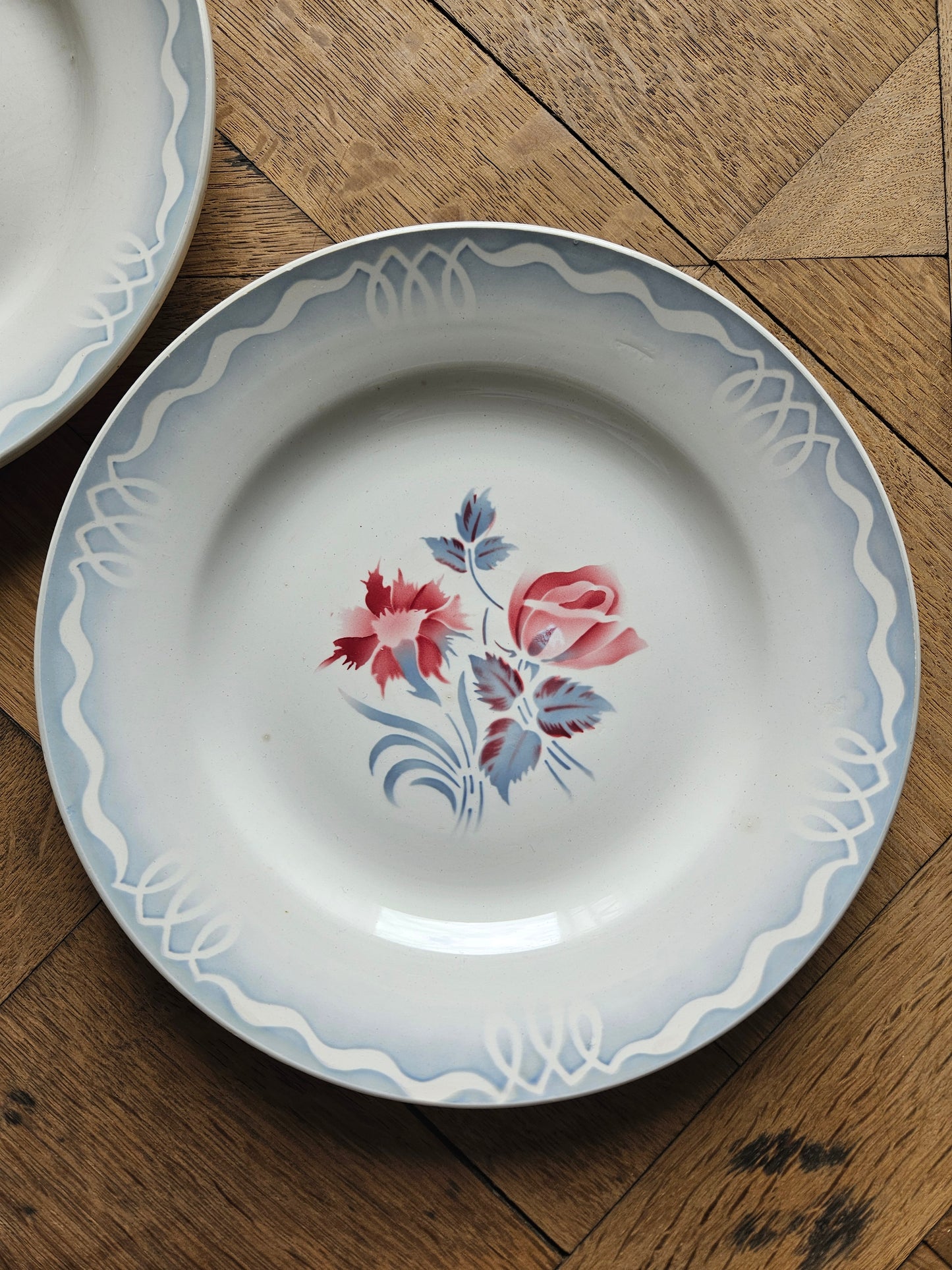 Assiettes plates rétro dépareillées, Digoin & Badonviller