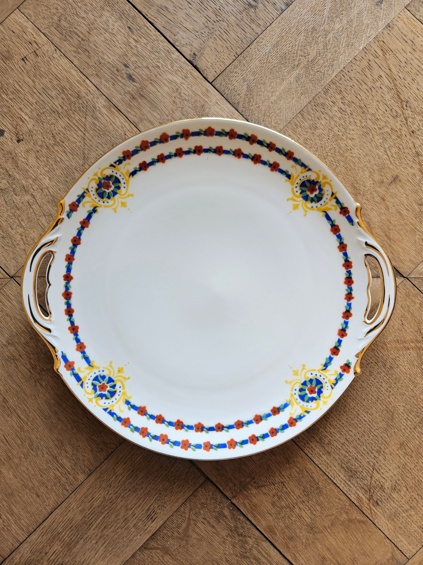 Service à dessert multicolore en porcelaine