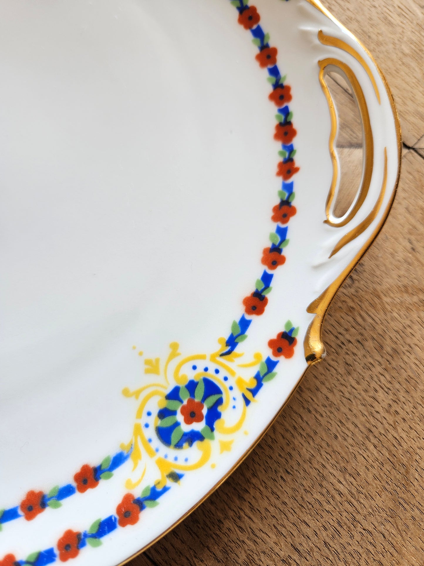 Service à dessert multicolore en porcelaine