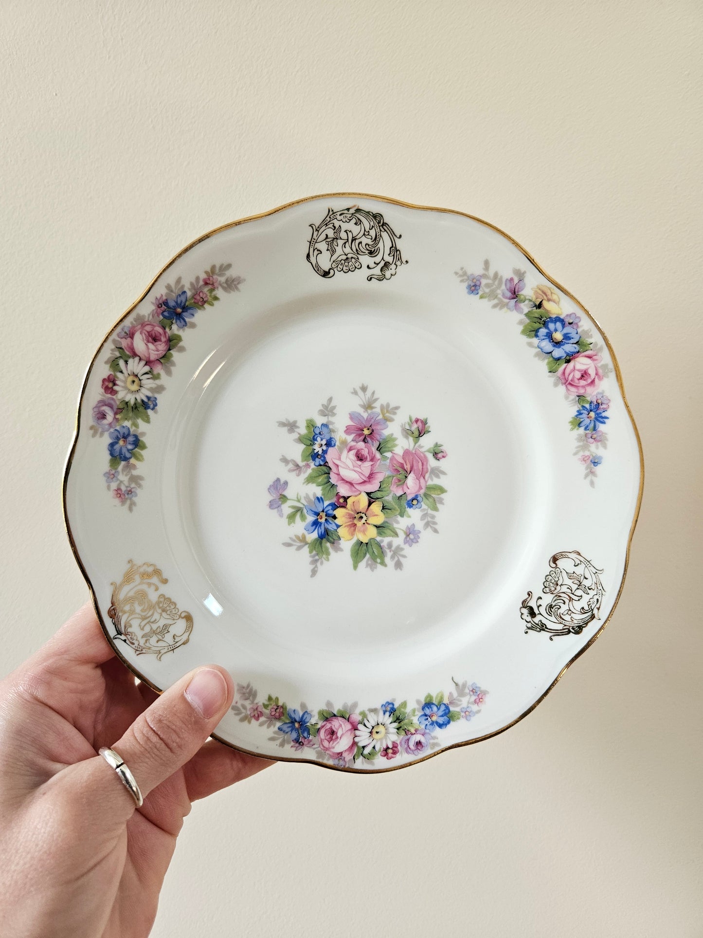 Assiettes à dessert anciennes porcelaine S.F.P Foëcy