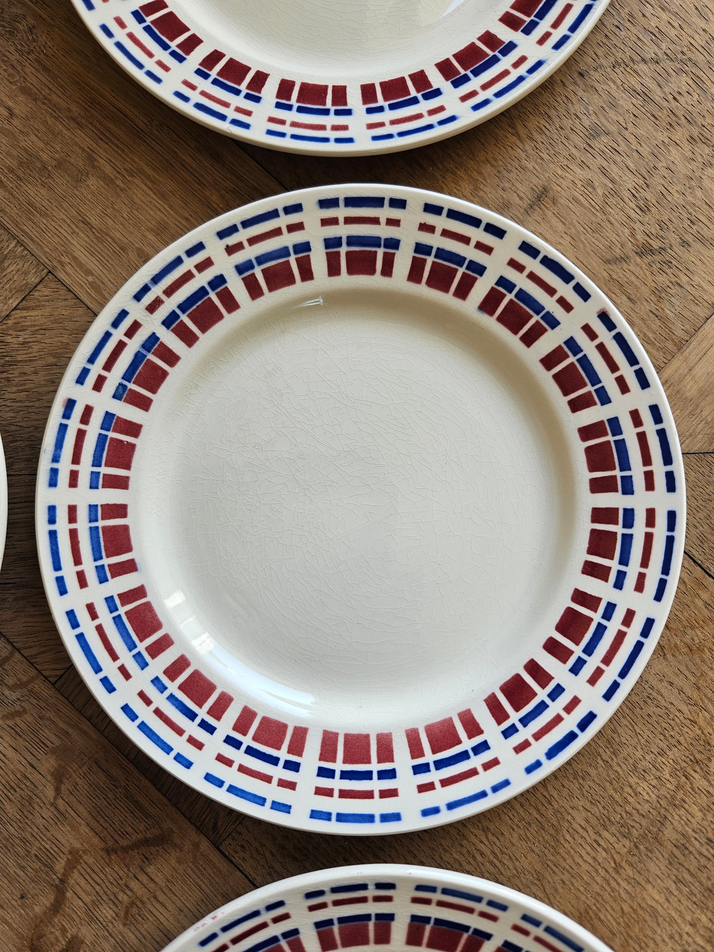 Assiettes à dessert vintage Badonviller, Ecossais