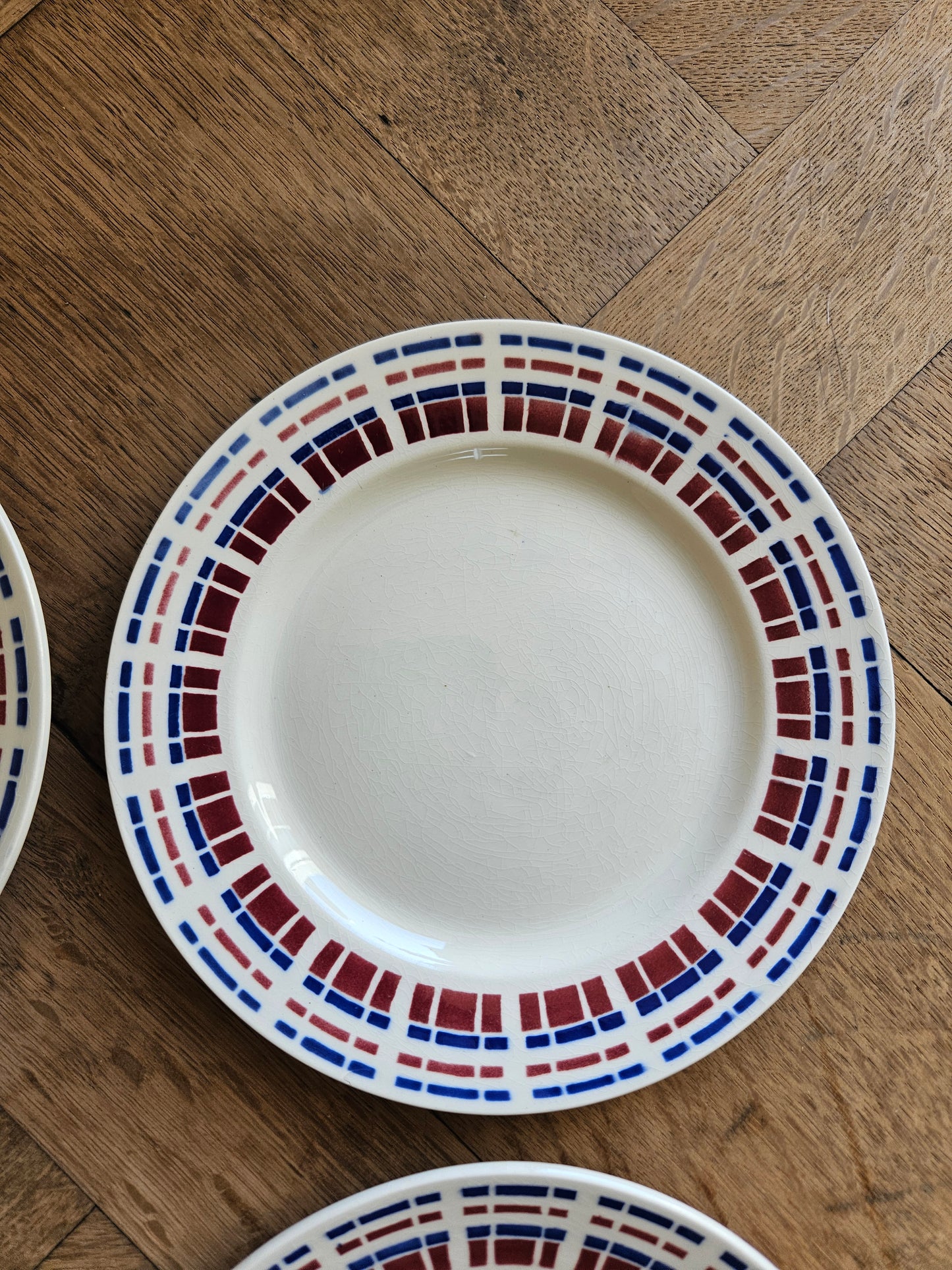 Assiettes à dessert vintage Badonviller, Ecossais
