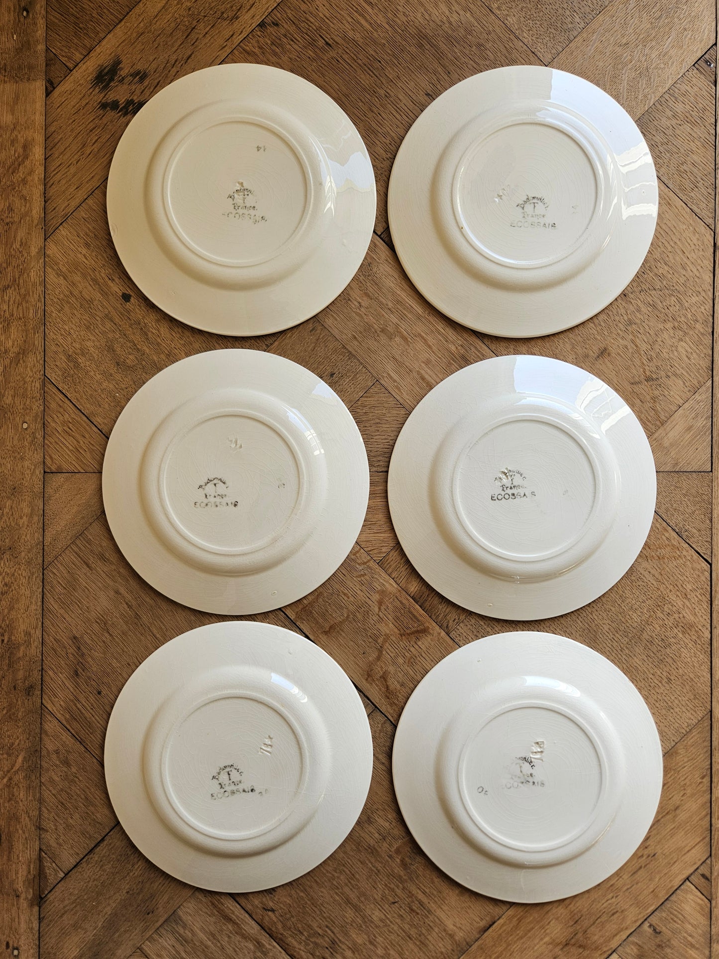 Assiettes à dessert vintage Badonviller, Ecossais