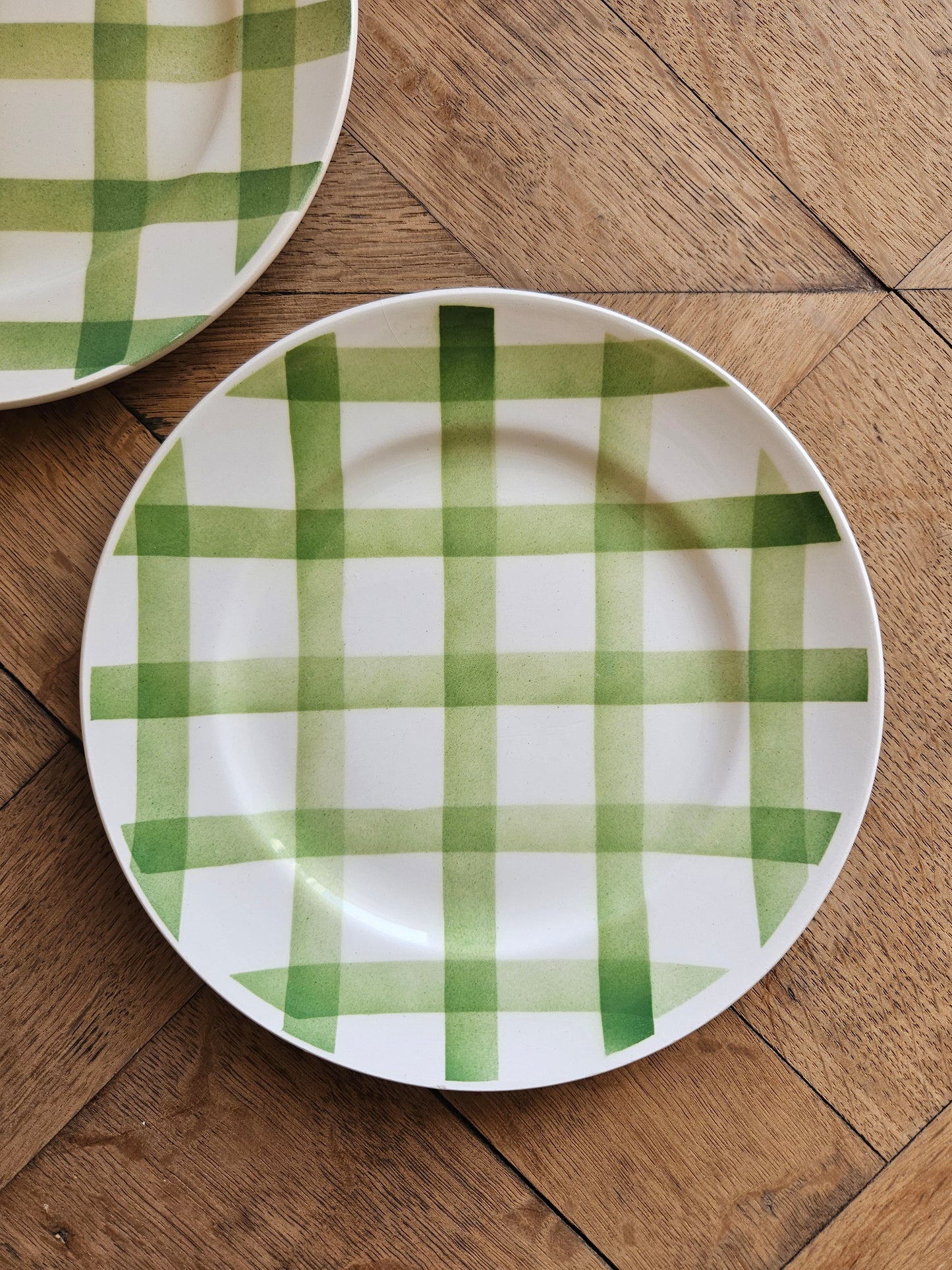 Assiettes à dessert vintage Moulin des Loups vertes