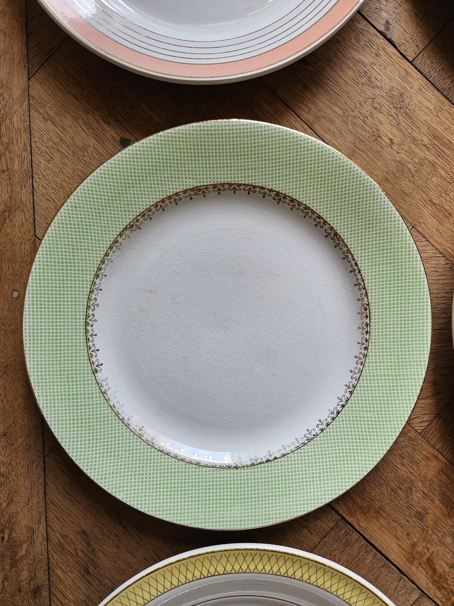 Assiettes plates vintage dépareillées "Summer"
