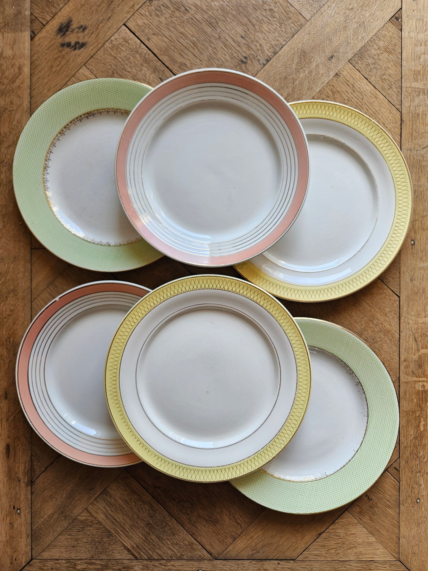 Assiettes plates vintage dépareillées "Summer"