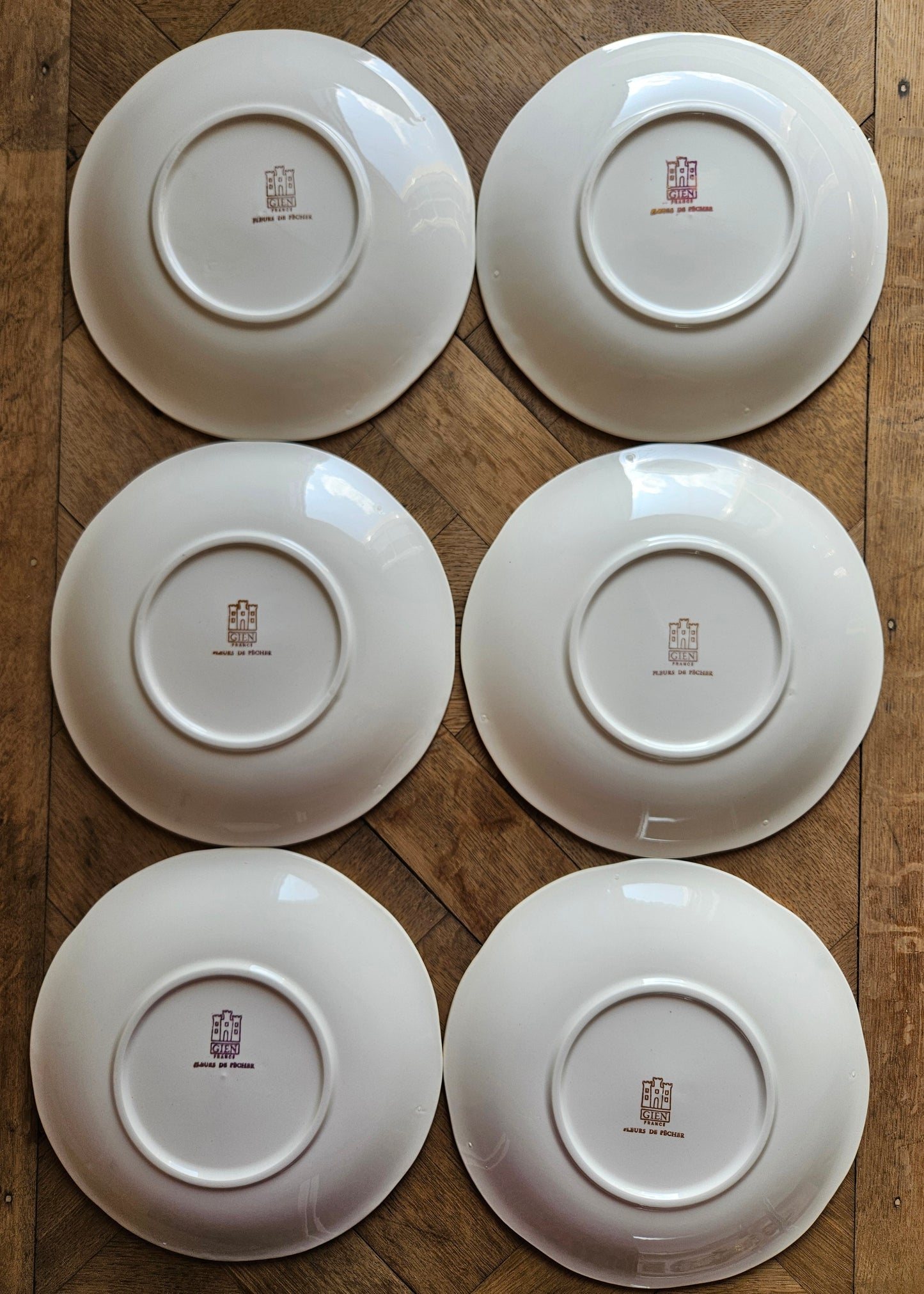 Assiettes plates vintage Gien, Fleurs de pêcher