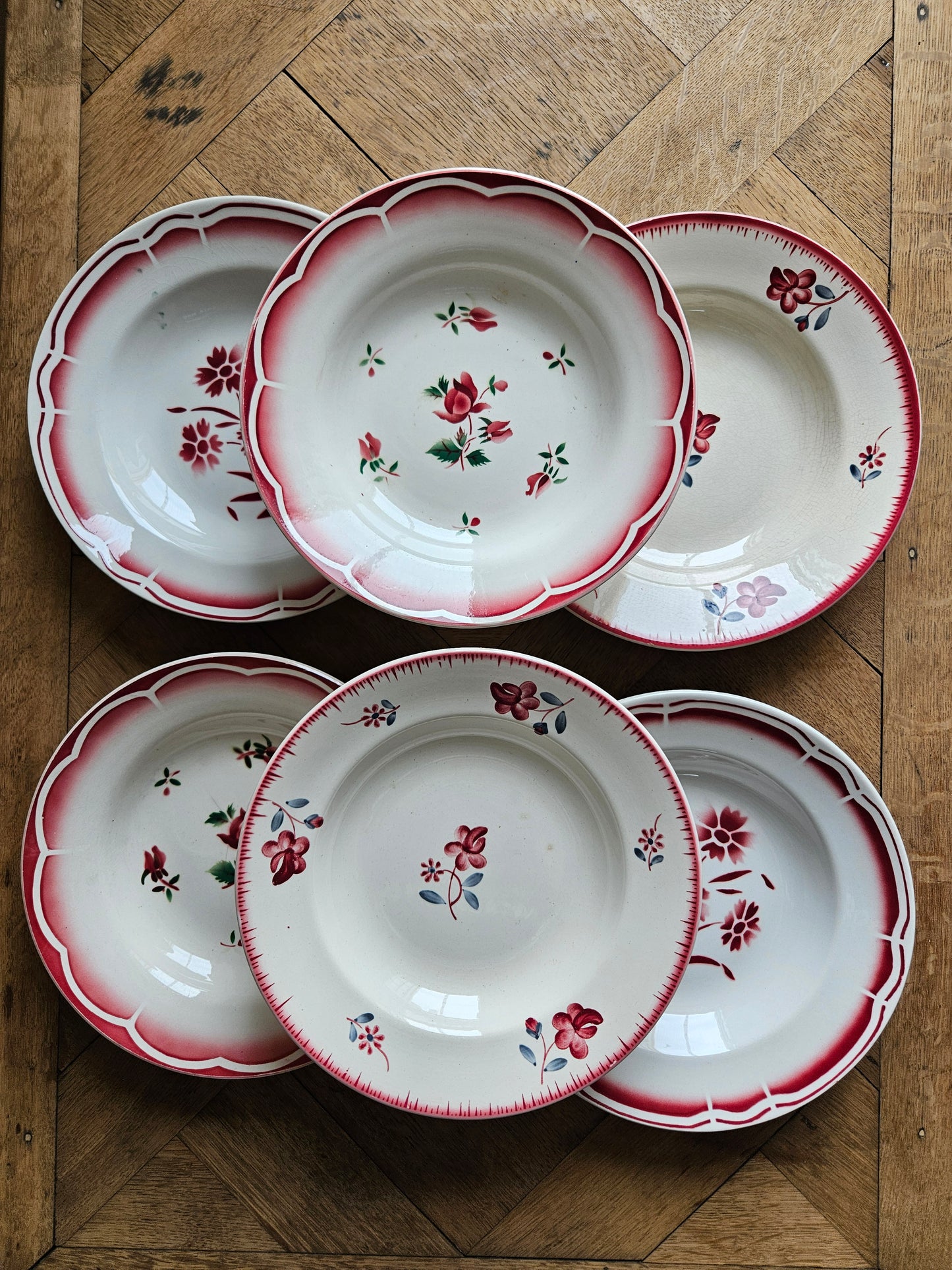 Assiettes creuses vintage dépareillées Digoin et Badonviller