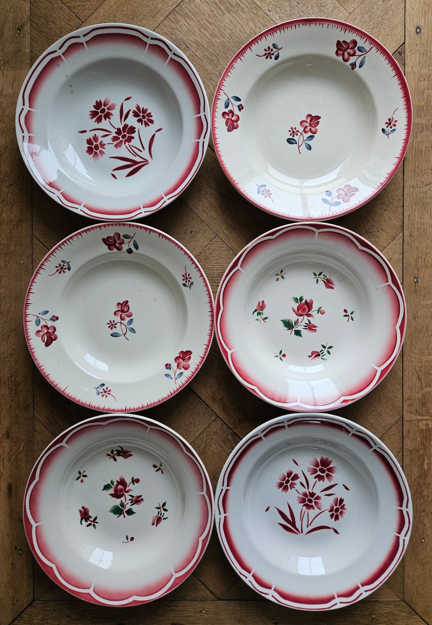 Assiettes creuses vintage dépareillées Digoin et Badonviller