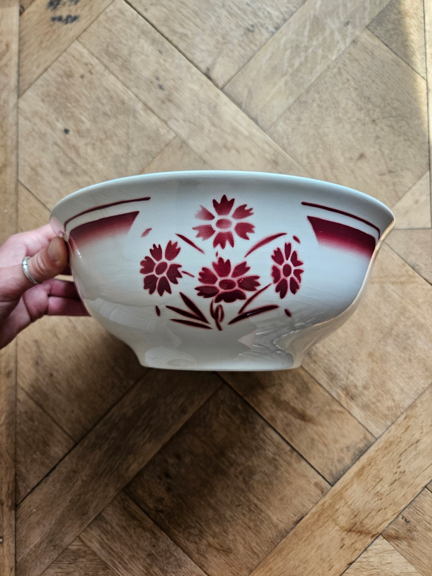 Saladier vintage Badonviller rouge