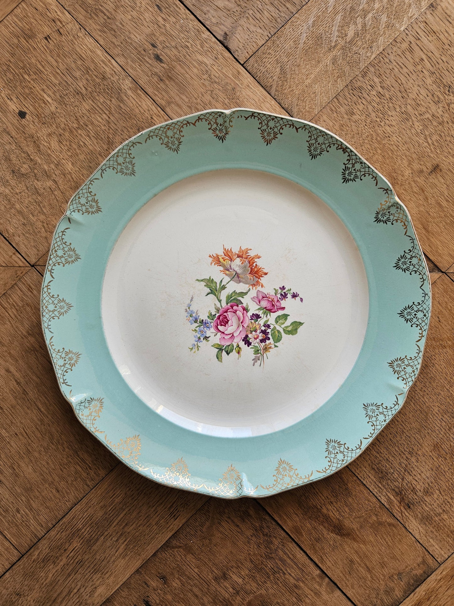 Plat rond vintage Ceranord St Amand Roseraie