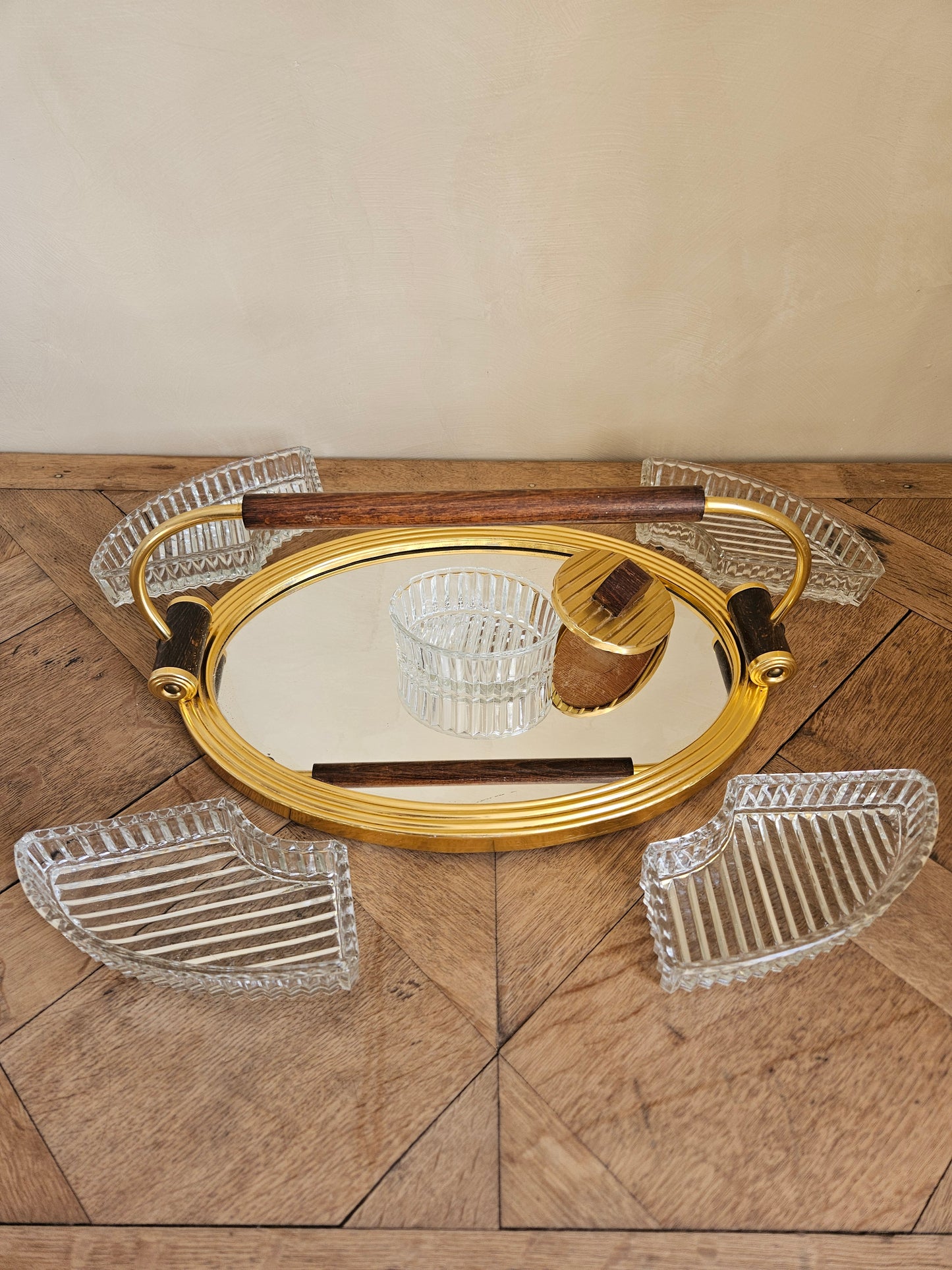 Plateau miroir apéritif Art Déco
