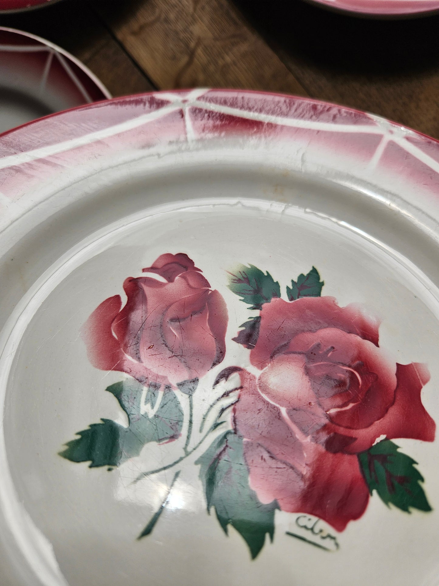 6 assiettes plates rétro Digoin, Cibon