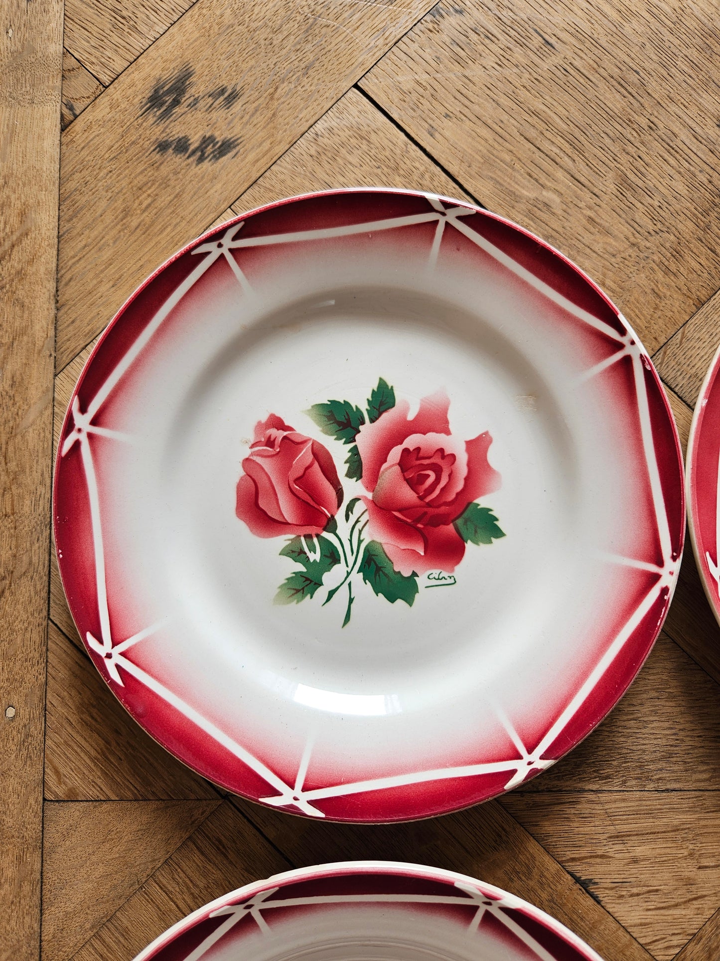 Assiette plate rétro Digoin, Cibon