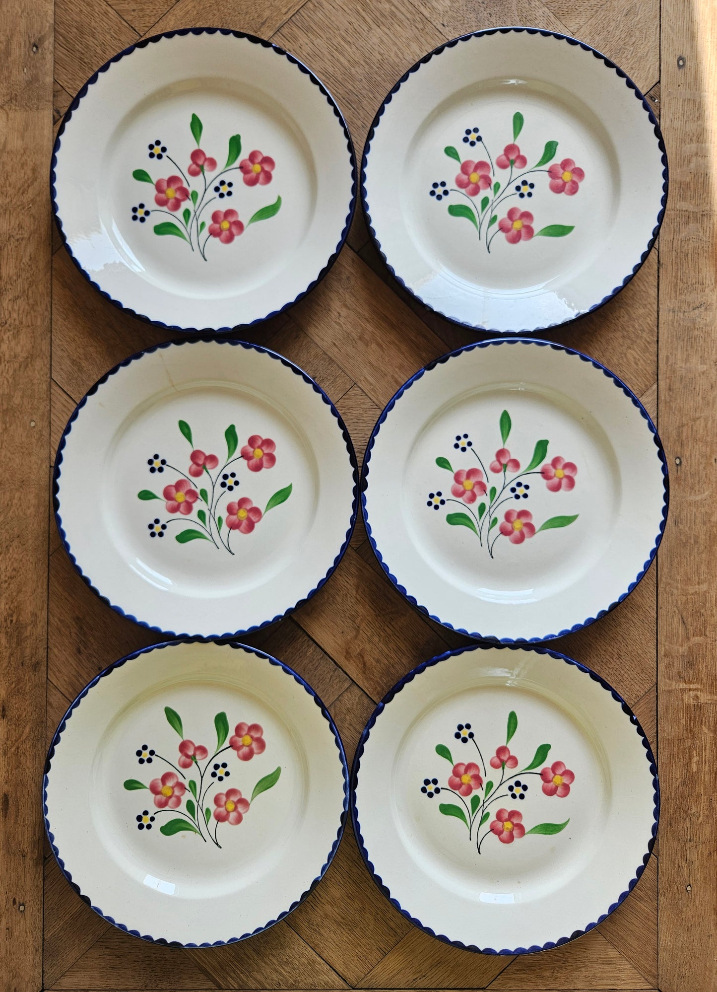Ensemble de 6 assiettes plates vintage Salins, Rosemonde