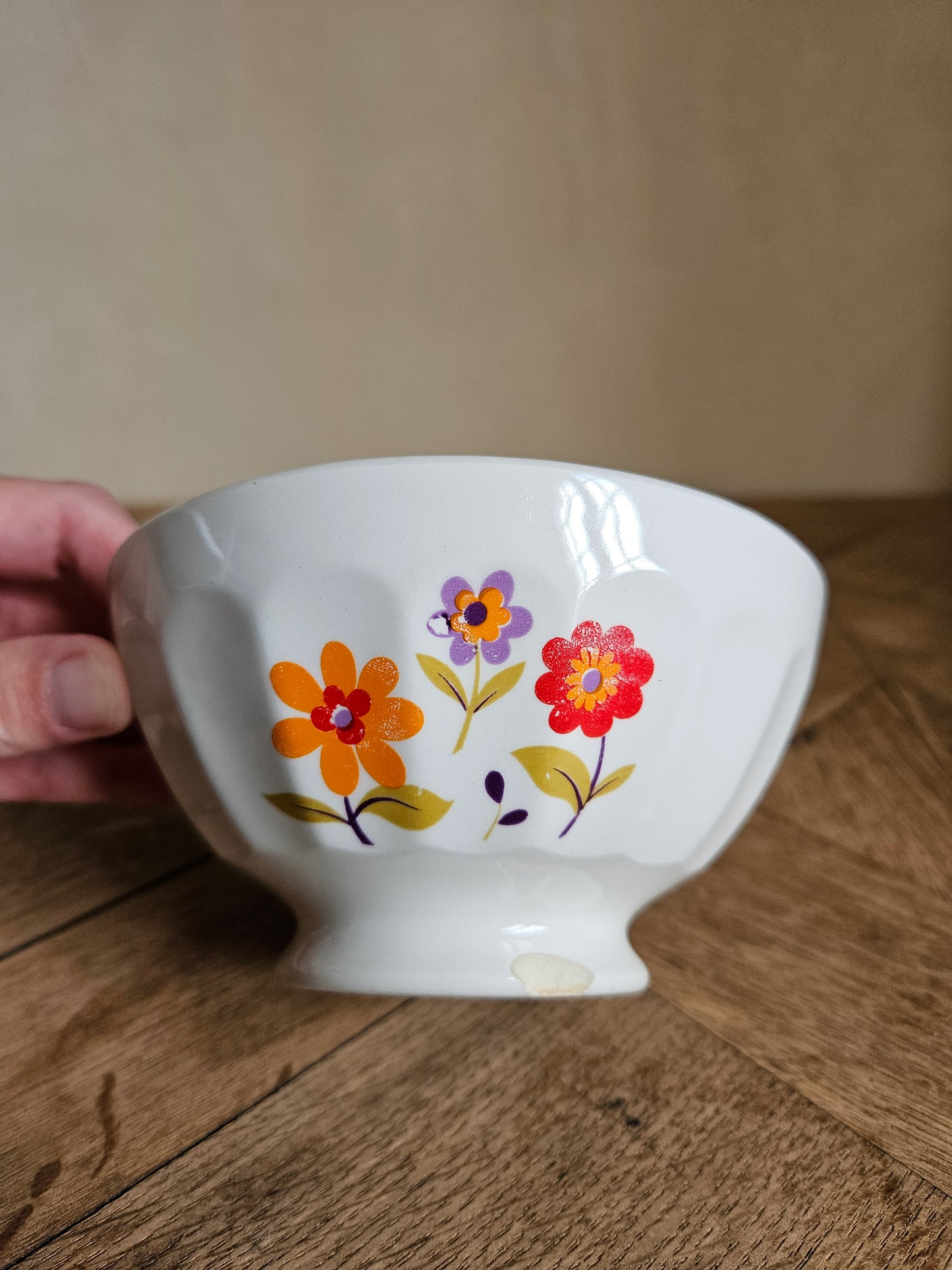 Bol à facettes petites fleurs 70's