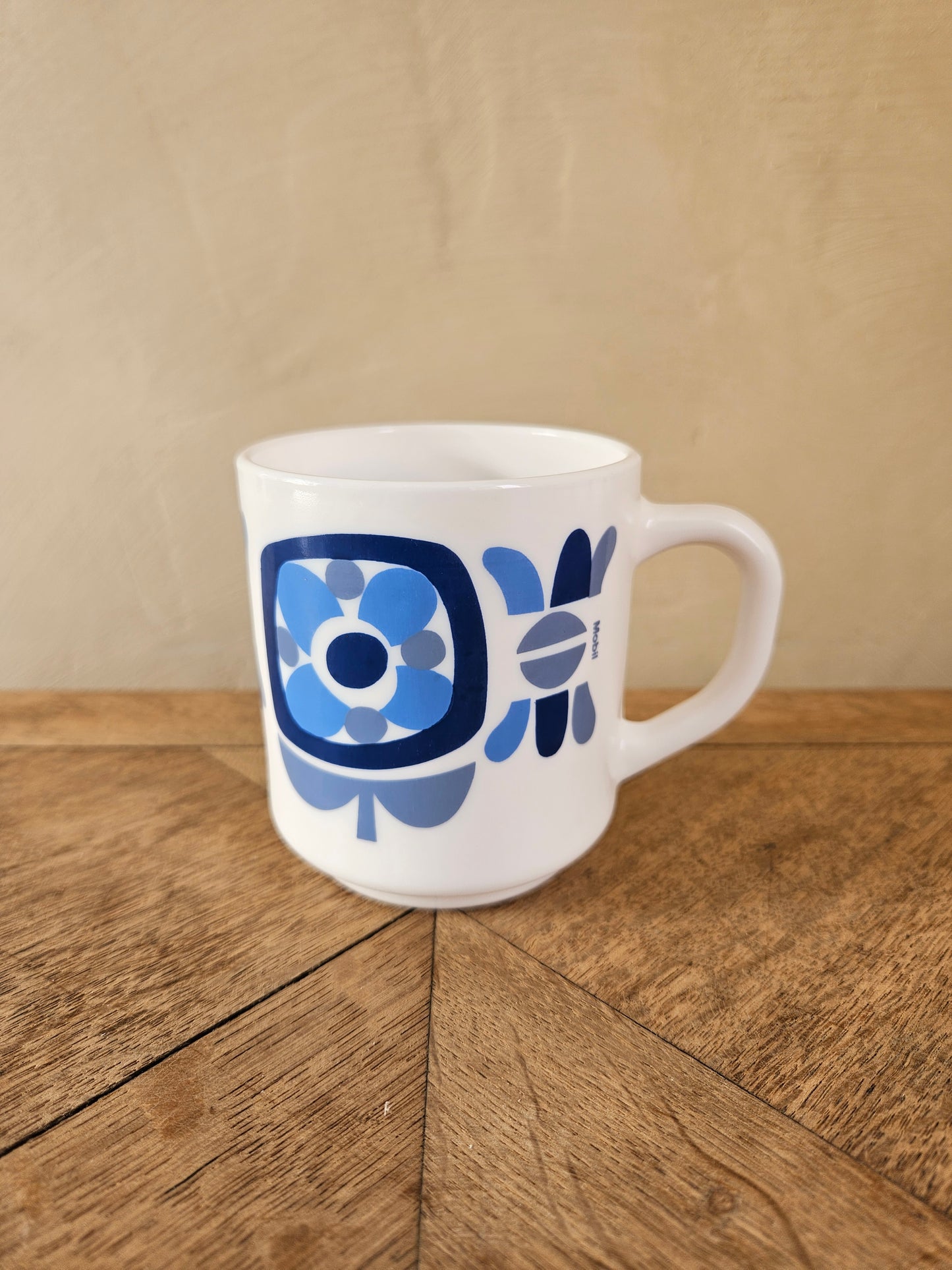 Mug vintage Arcopal, Mobil, bleu