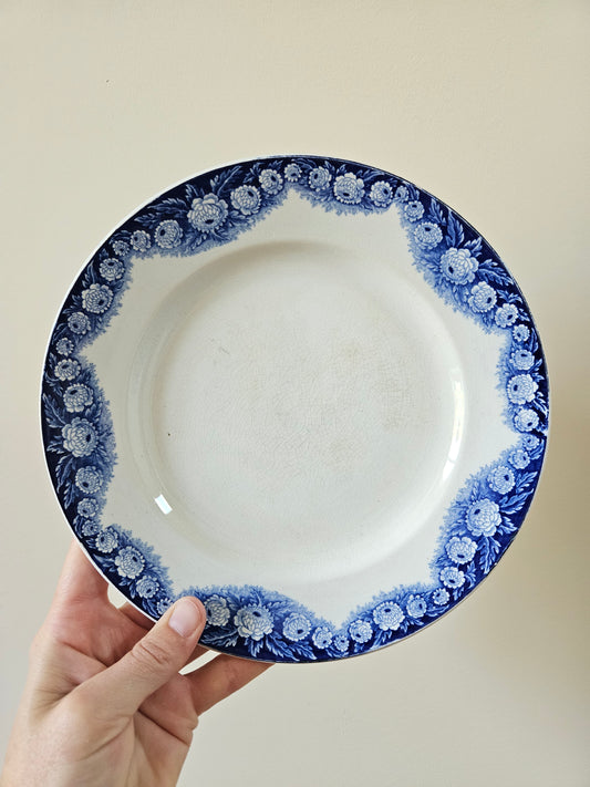 Assiette sur pied ancienne Boch Frères La Louvière, modèle Elvire.