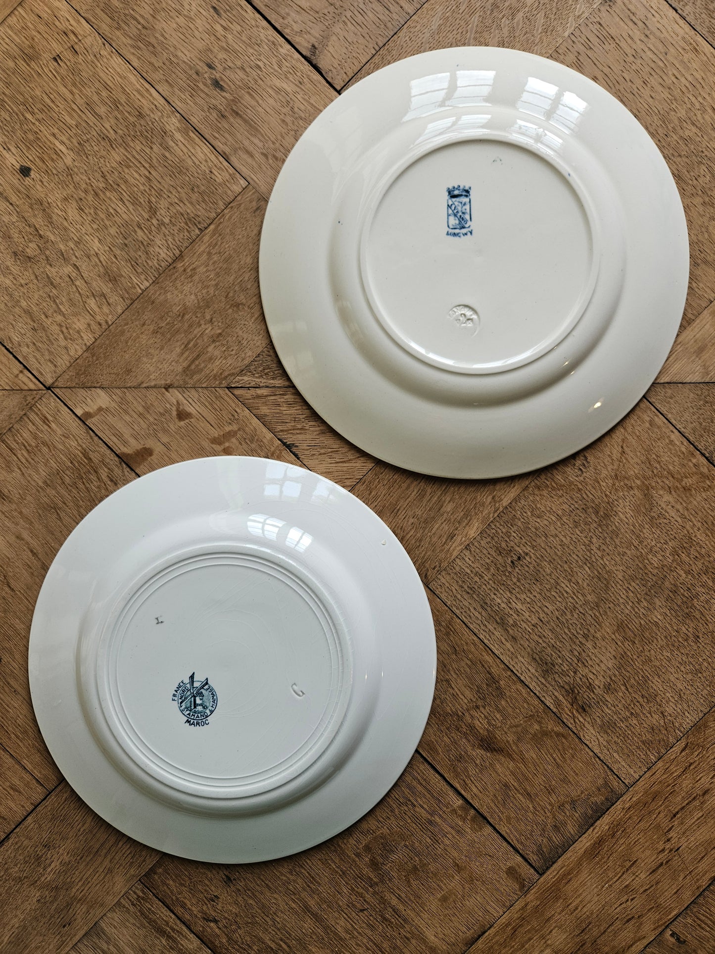 Assiettes plates anciennes dépareillées Terre de Fer