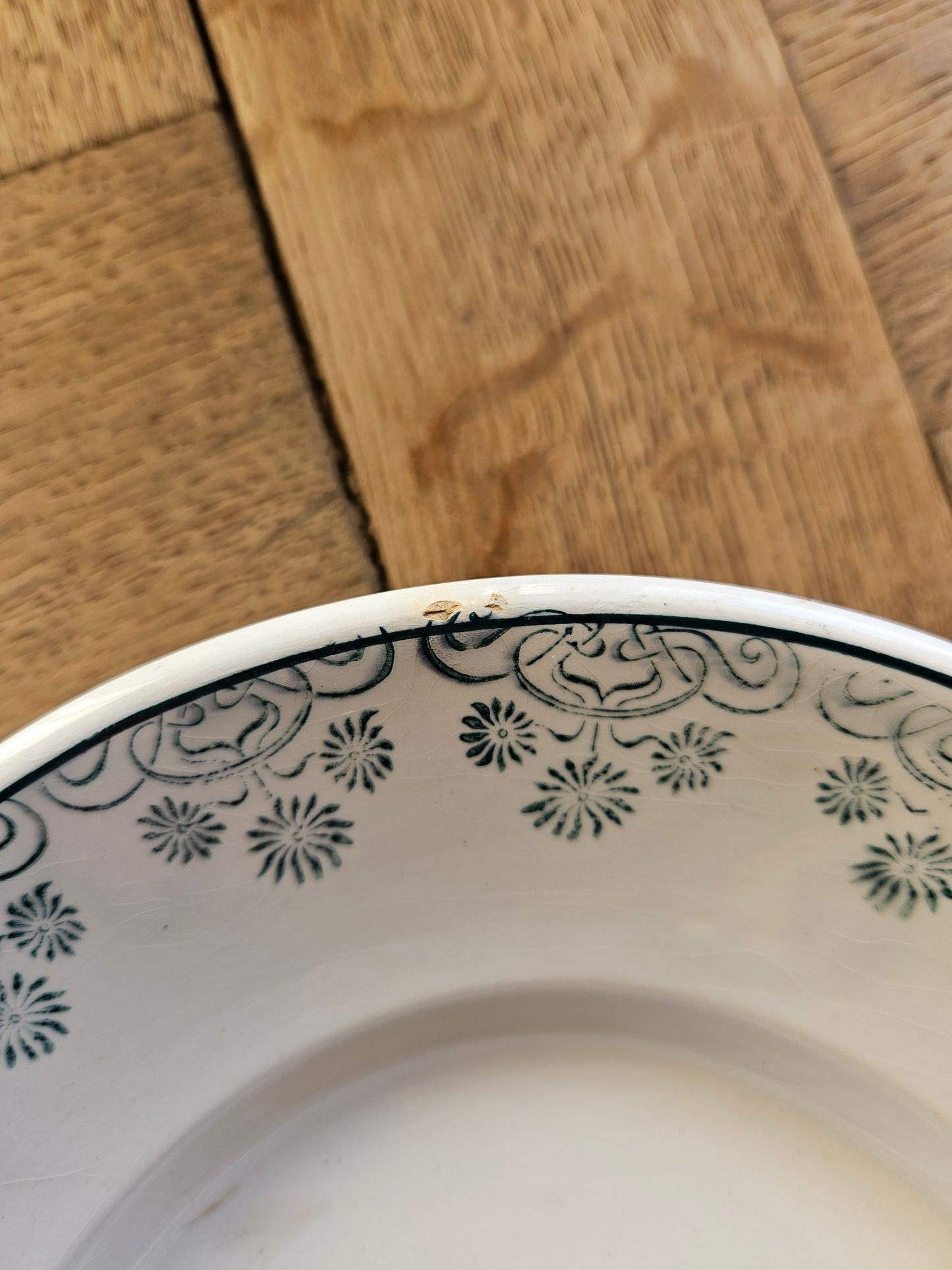 Plat ovale Digoin, décor vert