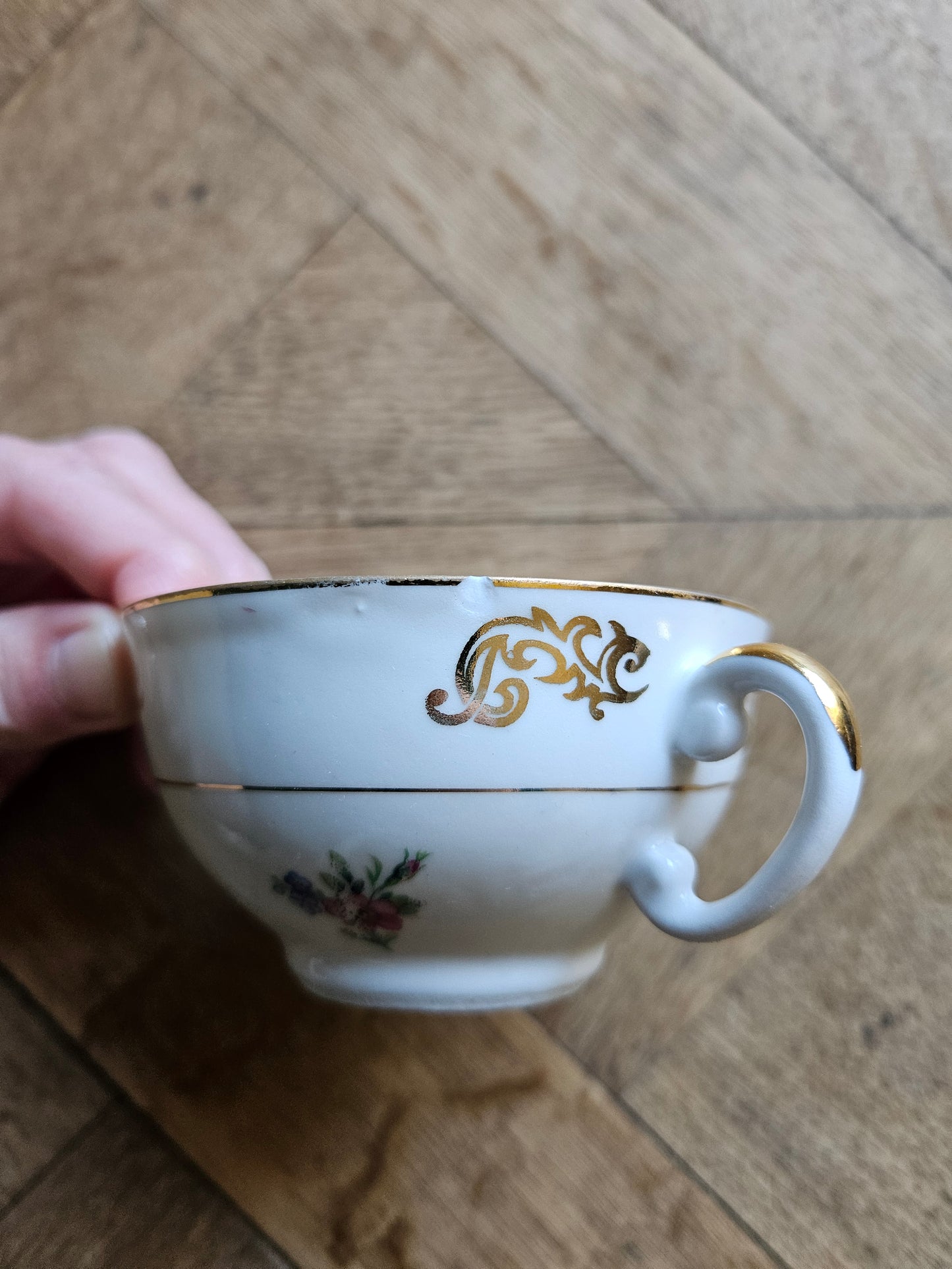 Service à café en porcelaine SFP, petites fleurs