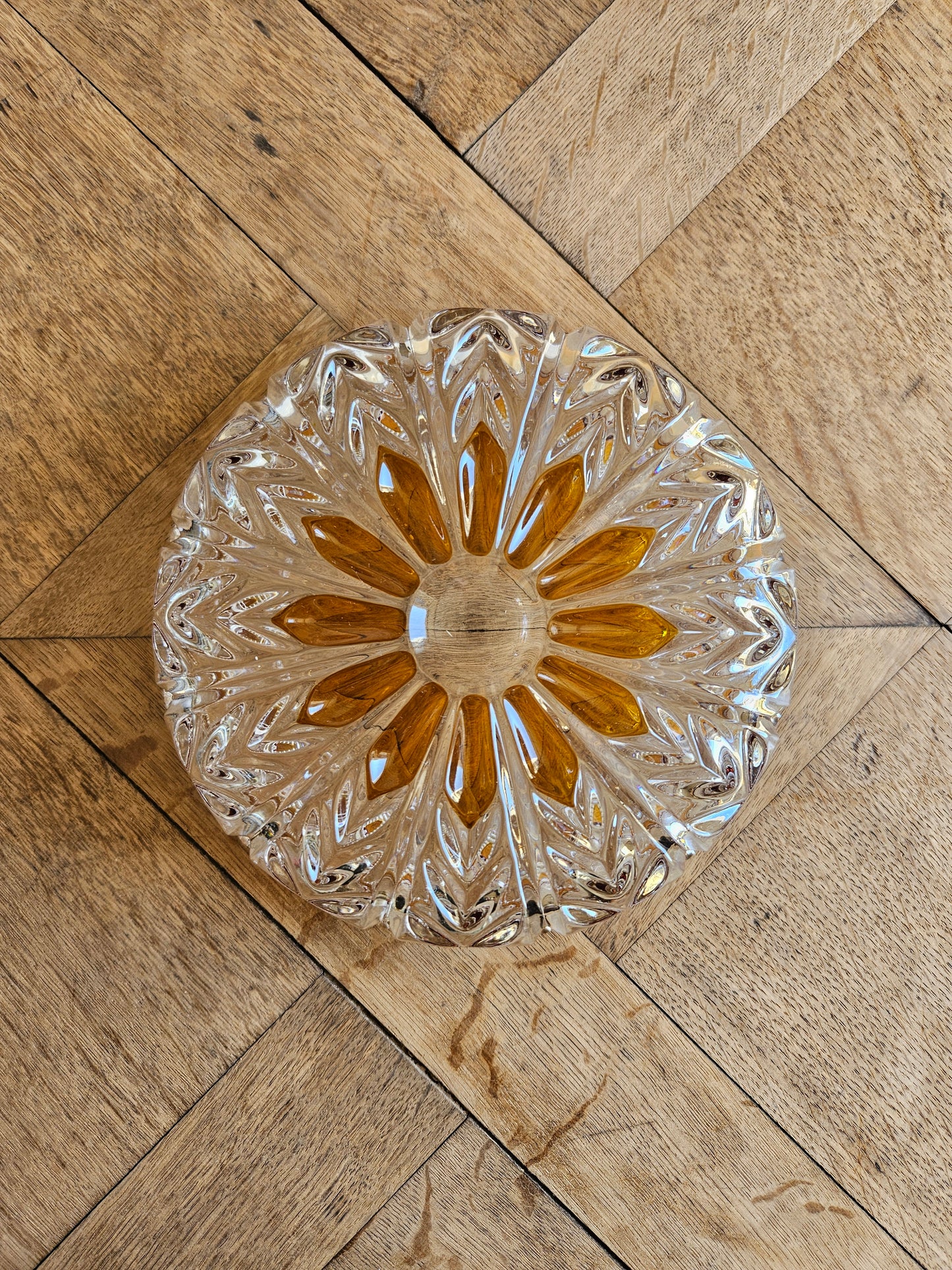 Saladier vintage en cristal, orangé